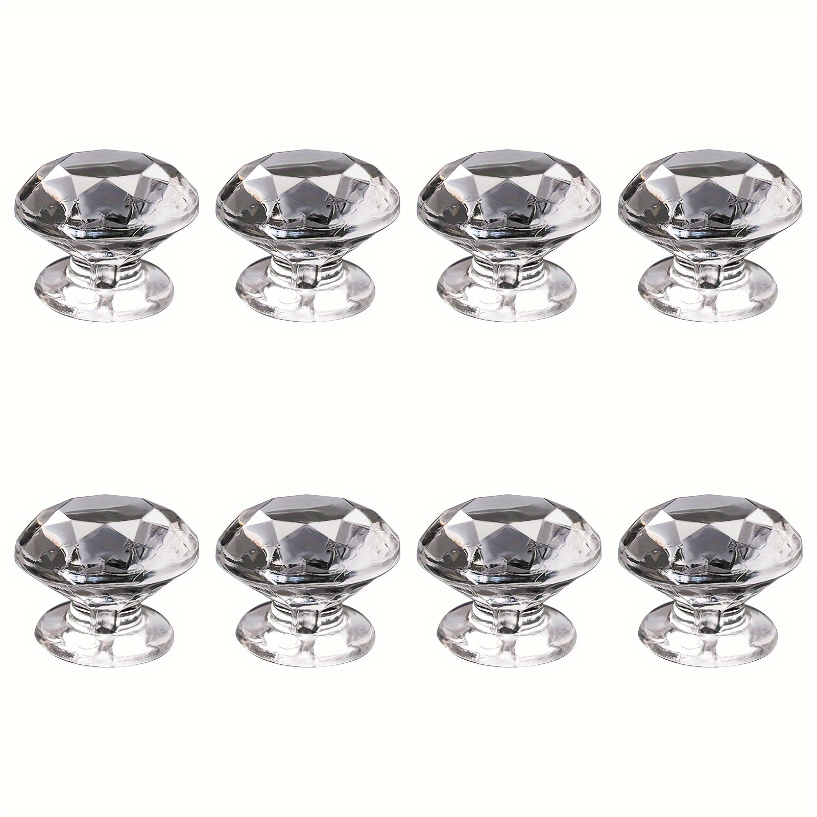 Mini Acrylic Pull Knobs, 8pcs Diamond-shaped Self Stick Knobs No Drilling Clear Acrylic Self Adhesive Knobs For Mirror Closet Box Gift Case And Other Small Furniture