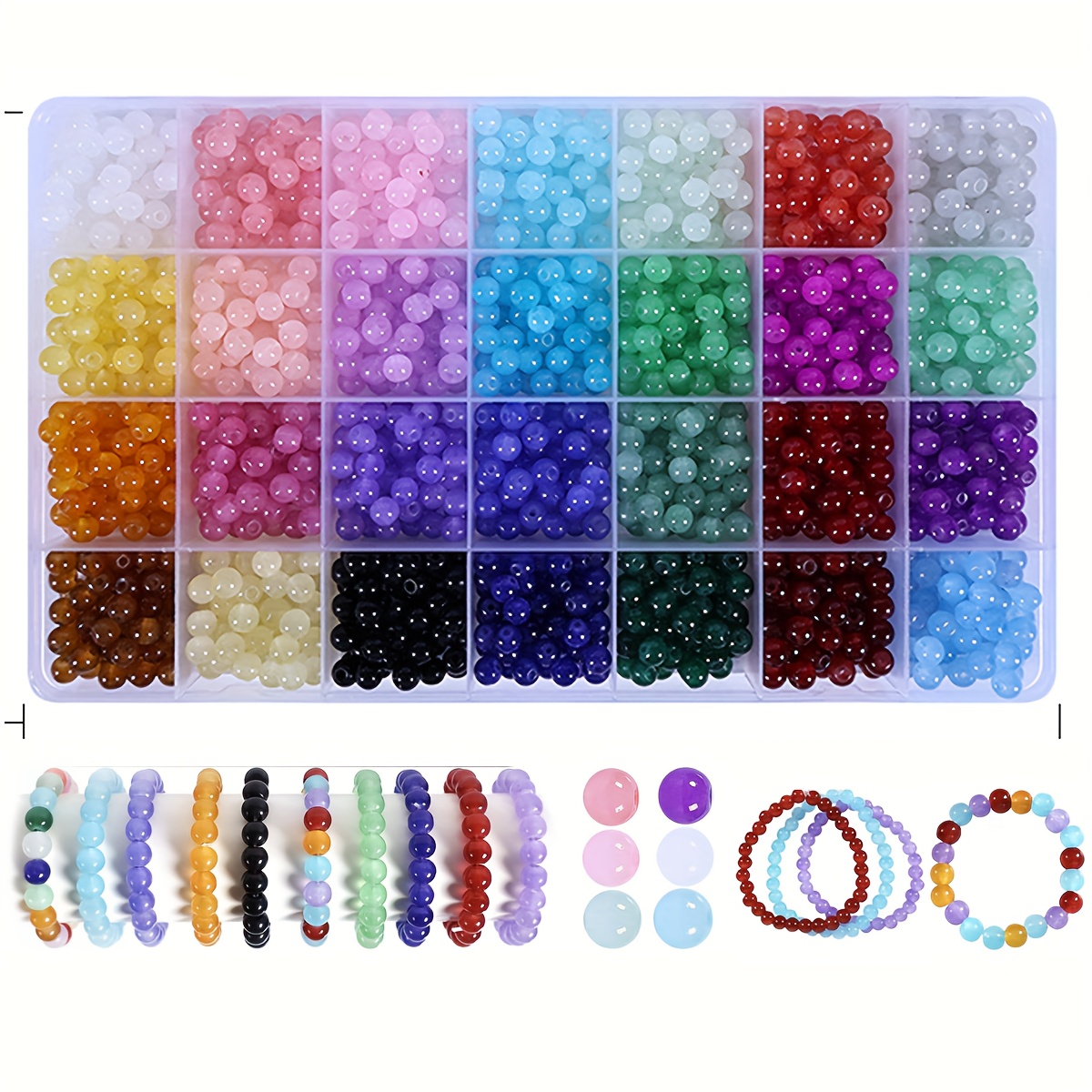 TEMU Approximately 1030pcs Glass Bead Making Kit, 28 Colors, Suitable For Handmade Jewelry And Additions Friendship S And Crafts Holiday Tool 6mm