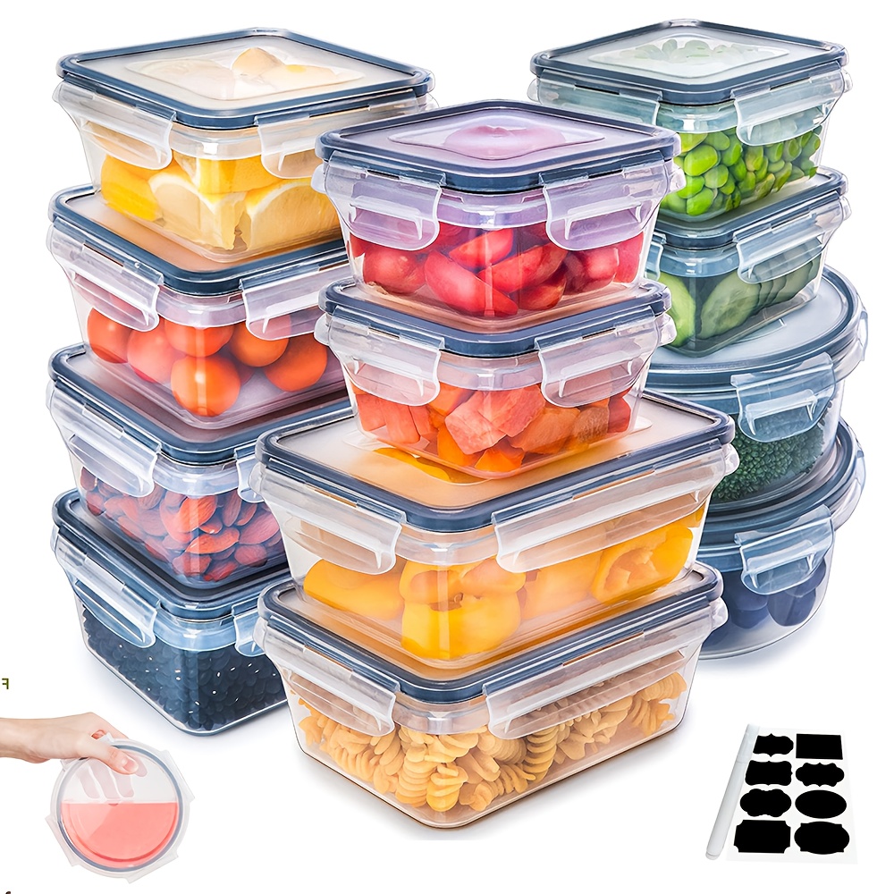12pcs Refrigerator Storage Boxes | Grade Plastic, Sealed Preservation, Multipurpose Use, Hand Wash, Reusable, Different Sizes, Meat And Ice Cream Boxes