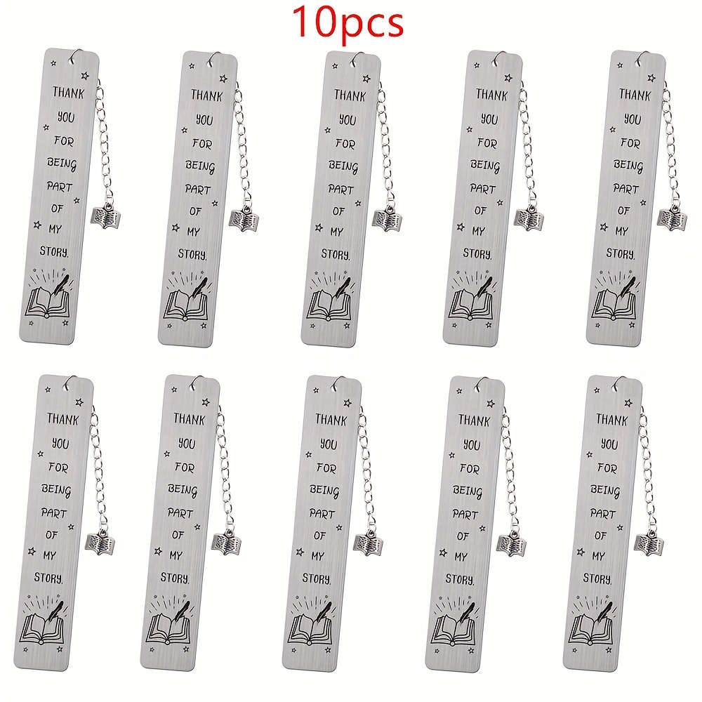 TEMU 10pcs Stainless Steel Durable Bookmarks Engraved With "thank You For Being Part Of ", A Gift Have Entered Our Lives, Thanking Them For Enriching