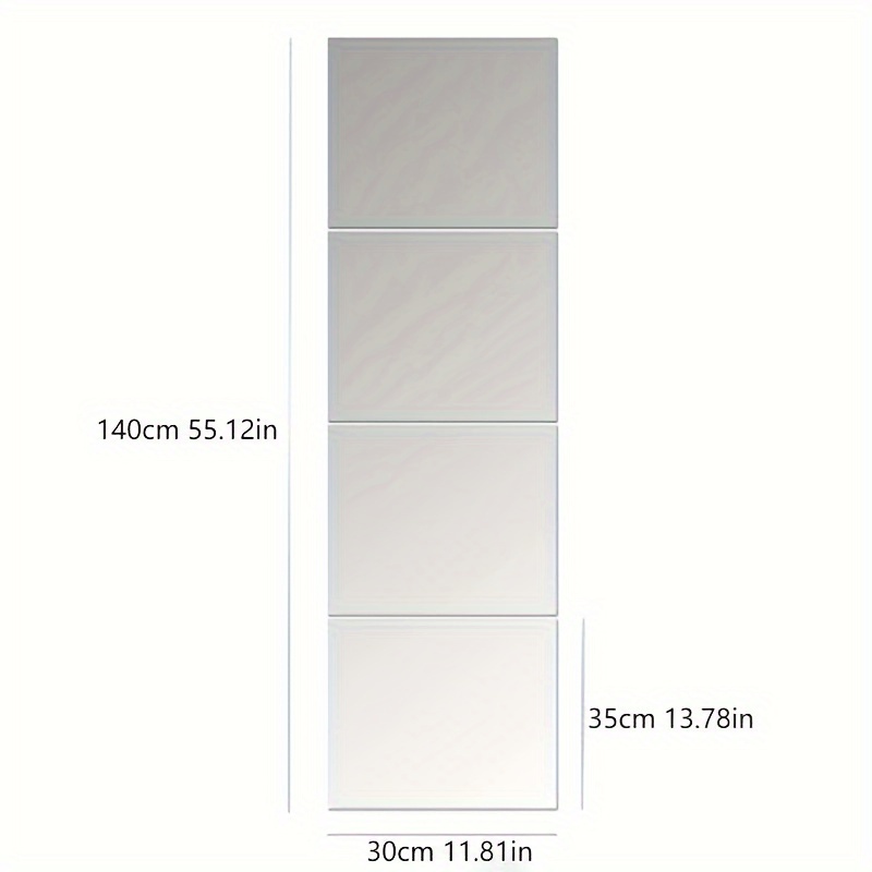 TEMU 4pcs Thickness 1mm Square Acrylic Mirror Wall Sticker, Used For Bedroom, Living Room, Office, Kitchen, Bathroom, Porch, , Gym, Shatterproof
