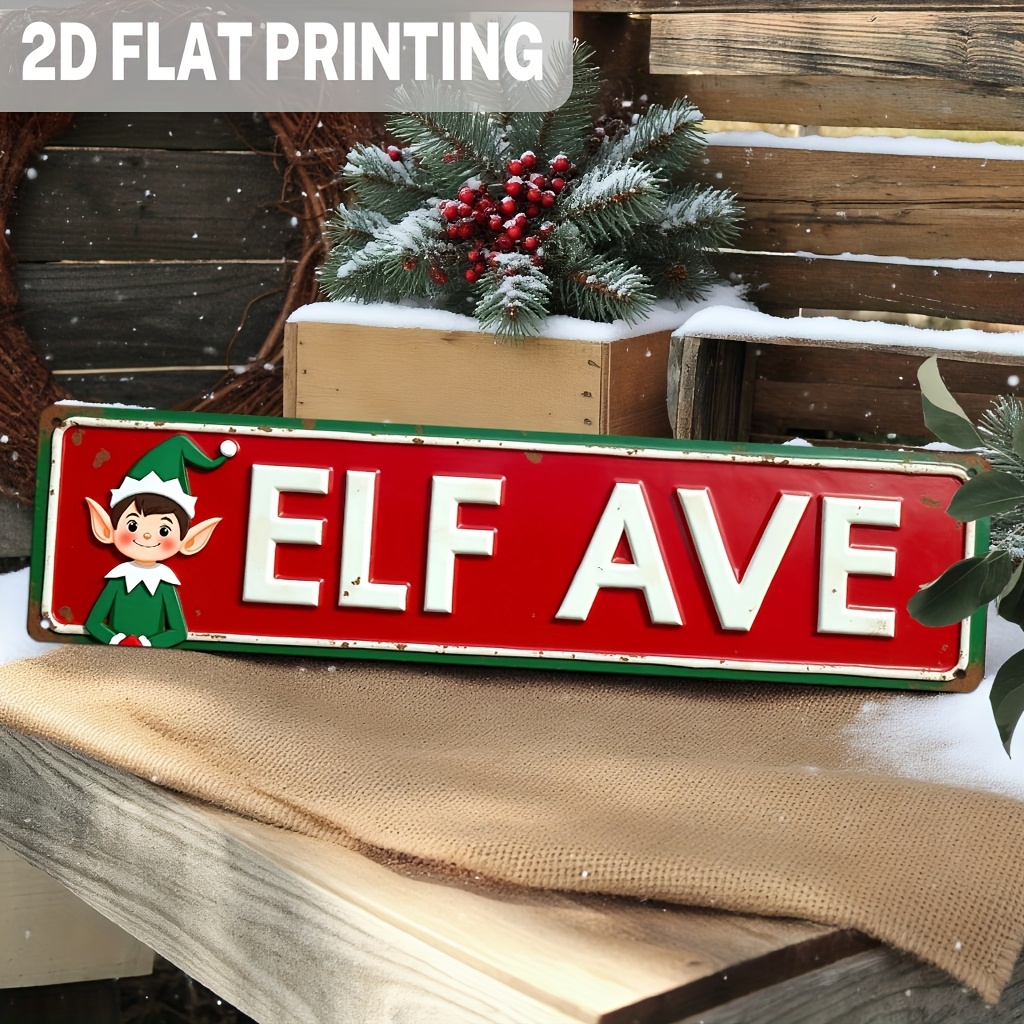 TEMU 2d Flat, 1pc, Vintage Elf Metal Sign, Holiday Christmas Decoration, Wall Hanging For Christmas Decor, Entryway, Porch, Living Room, Christmas