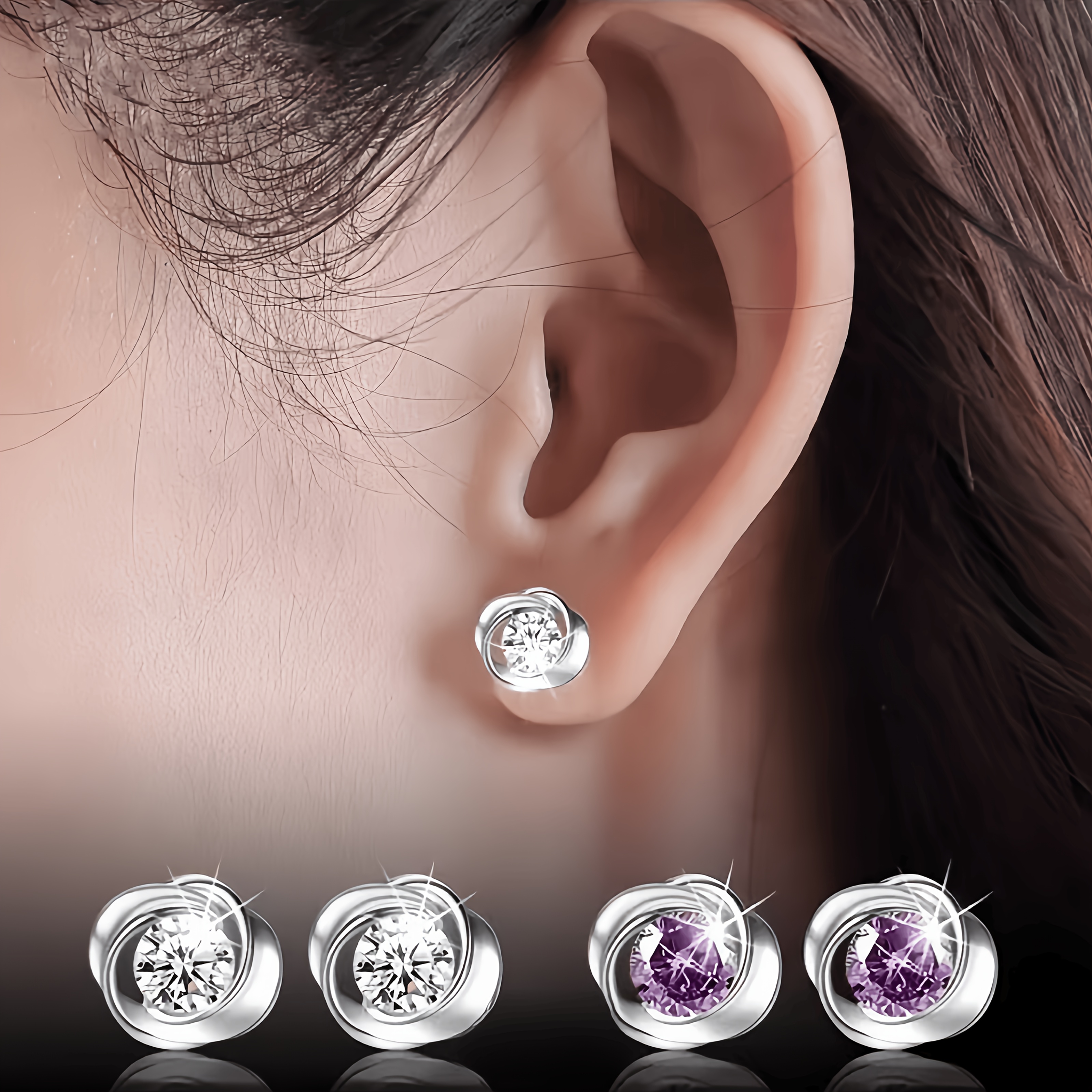 

Elegant & Cute Alloy Stud Earrings With Sparkling Cubic Zirconia - Casual Attire, Trendy Earrings