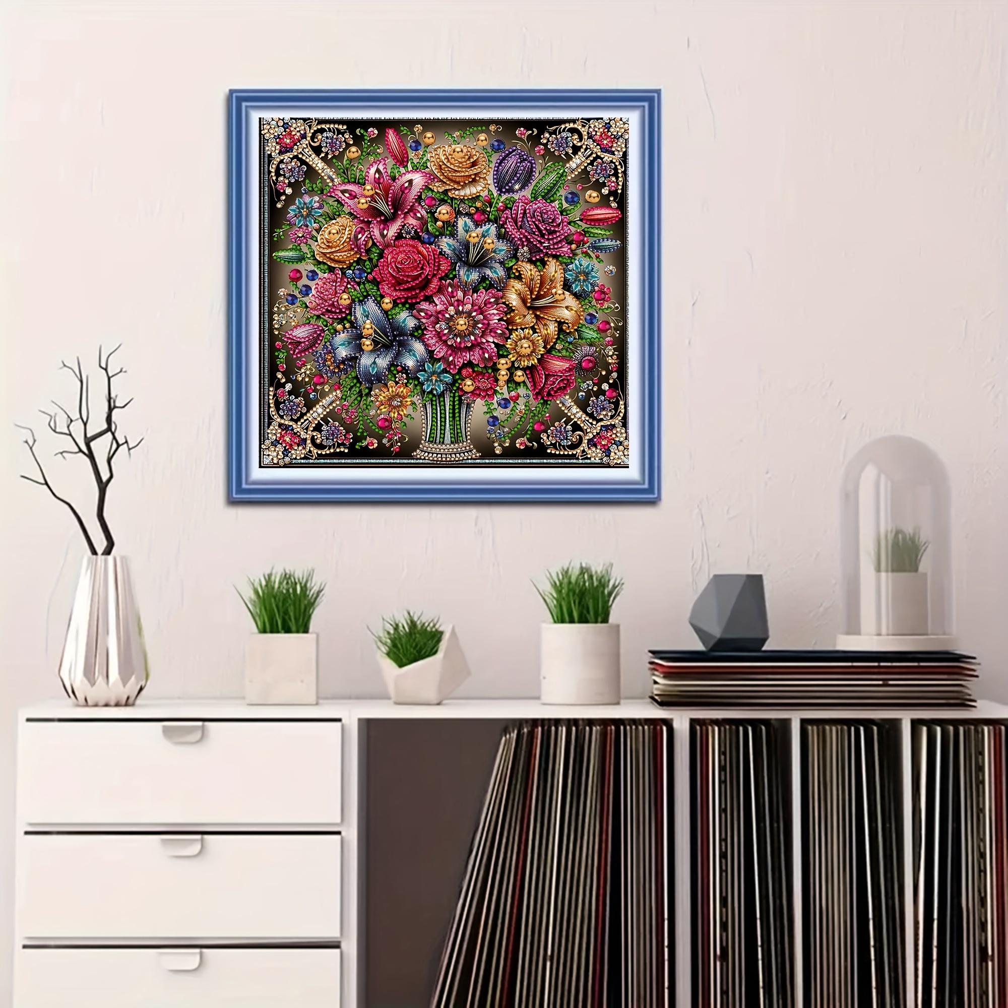 Image of 1pc Floral Diamond Painting Kit, 5d Irregular Art Partial Diamond Painting Mosaic Craft Supplies, Holiday Gift, Handmade, Want To More Beautiful And Colorful