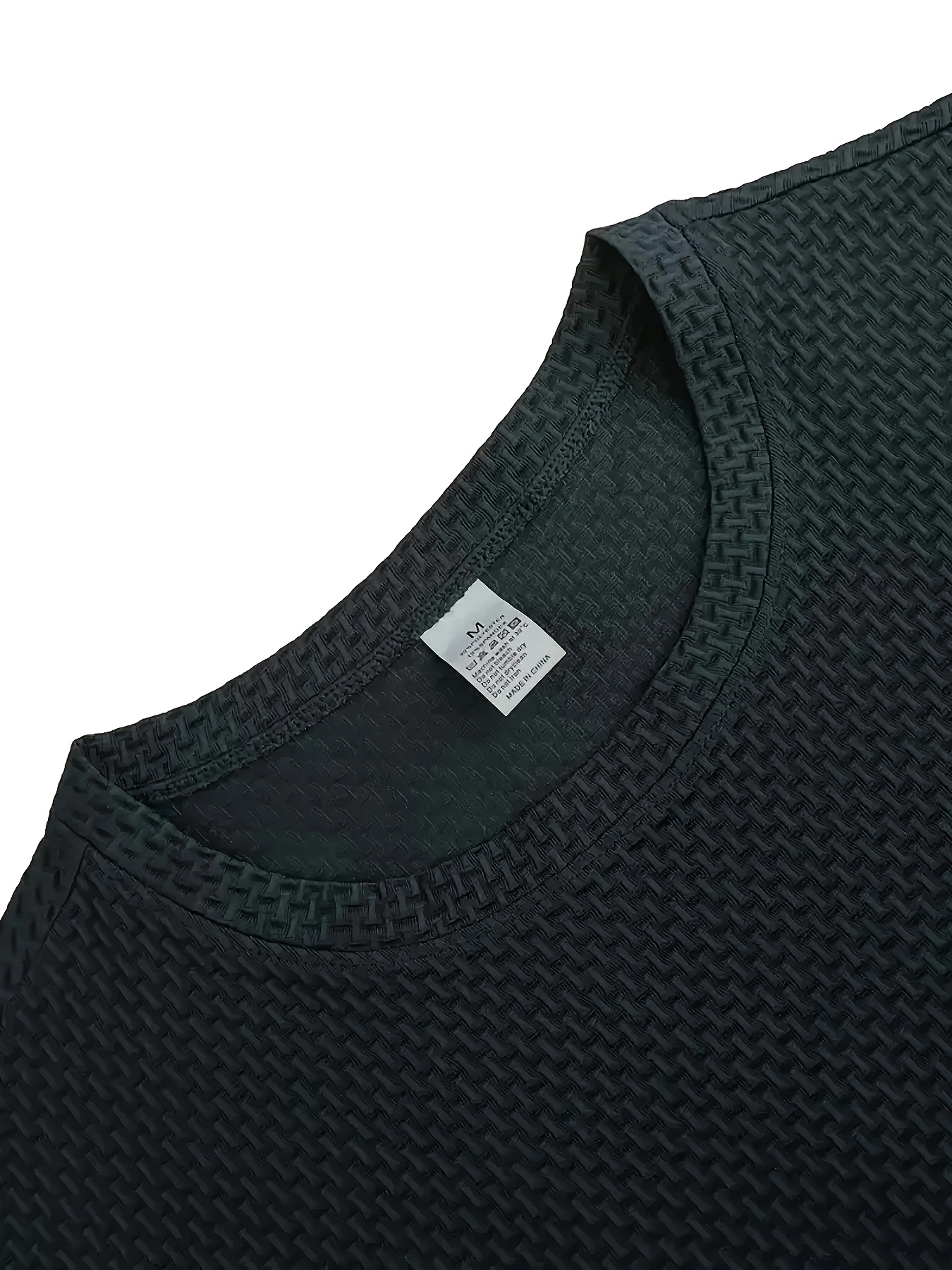 mens quick dry moisture wicking breathable jacquard t shirt loose   fabric for gym   sports casual summer   workout shirt classic round neck medium   details 14