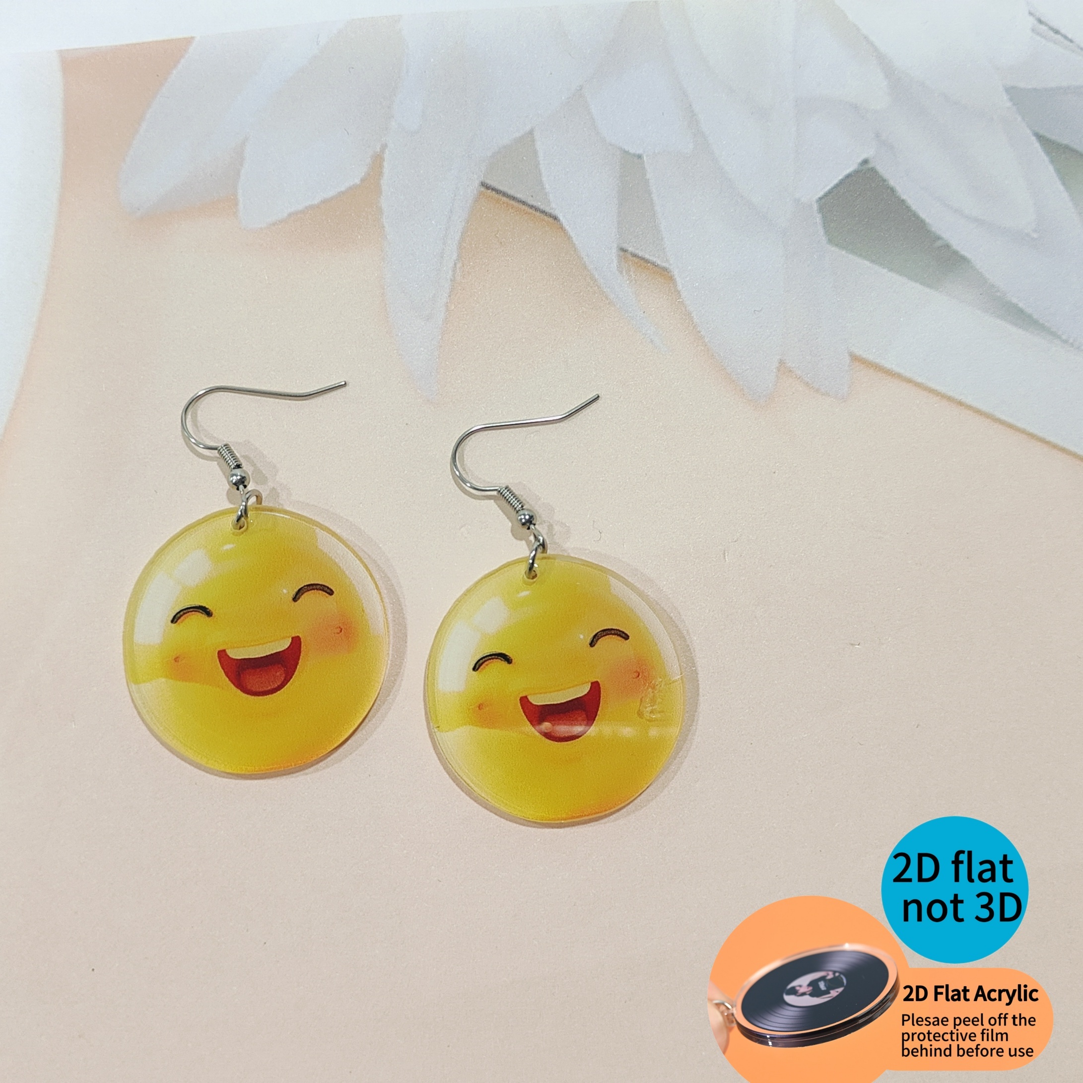 2D Flat Emoji Face Acrylic Earrings Set