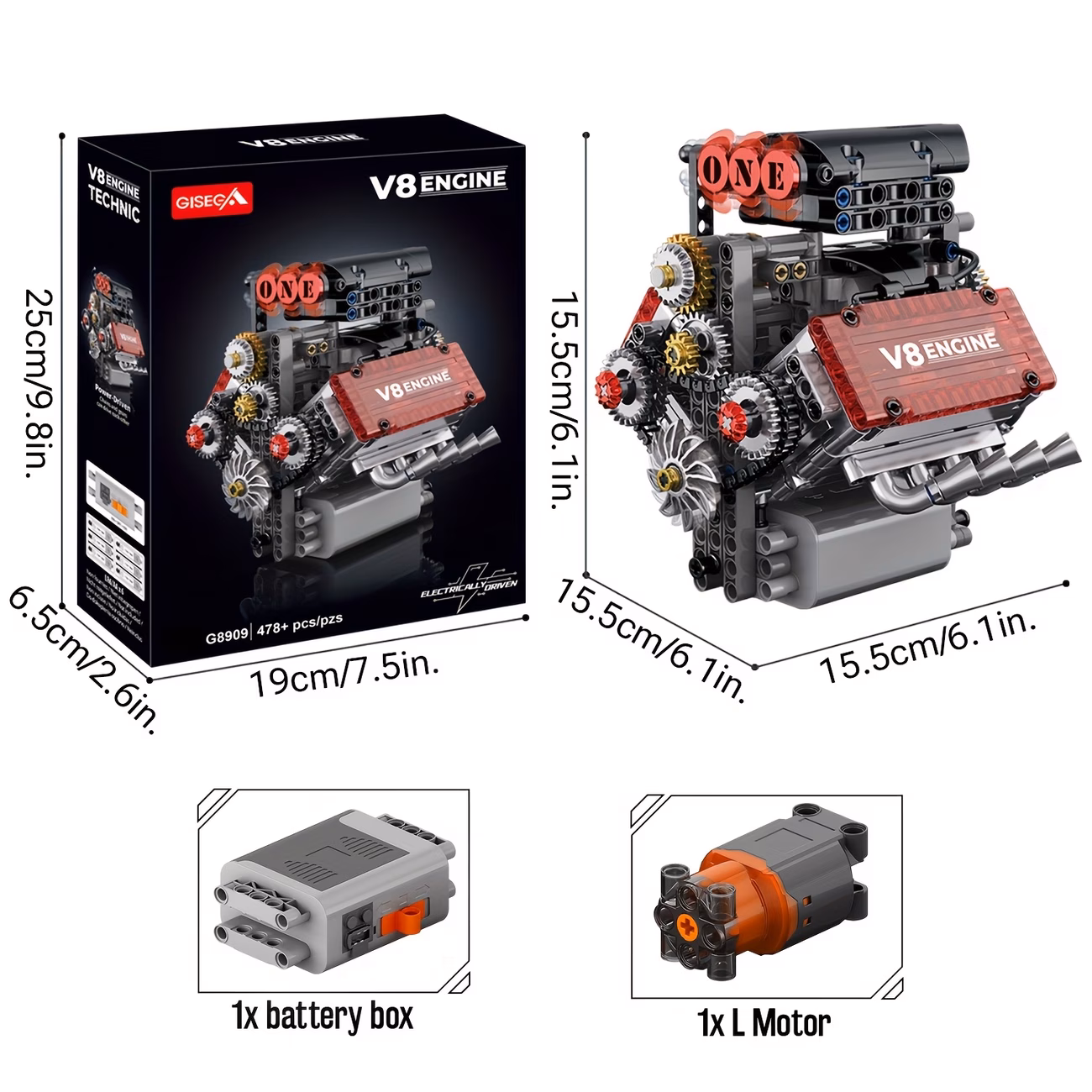 building kit a working model kit build your own 8 model engine kit with motor 8 cylinder car engine building engineering toy suitable for children and adults 478pcs Product details 2