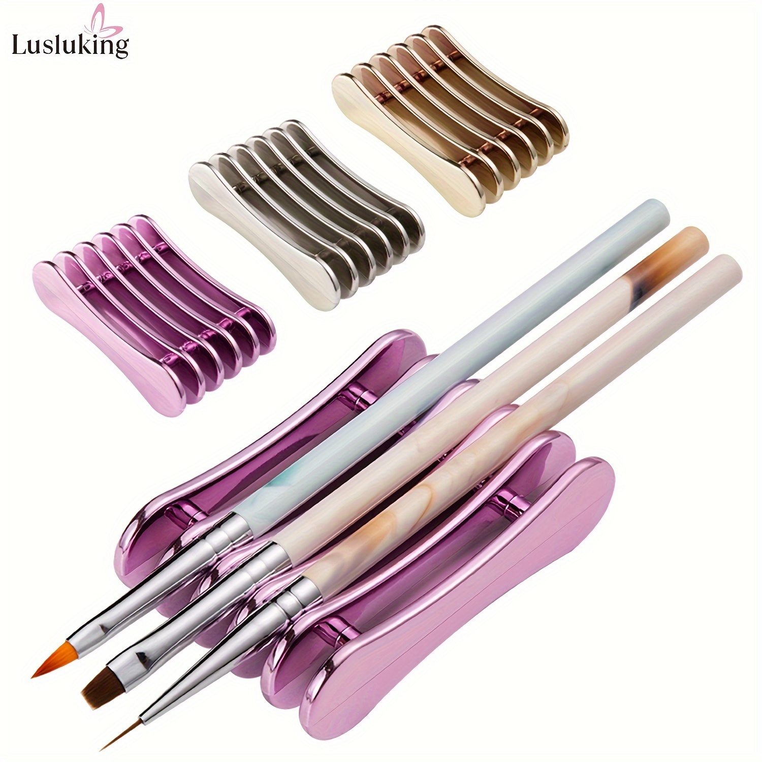 

Metal Nail Pen Holders, Mini 5-slot Pen Organizer, Multifunctional Acrylic Nail Remover Tool, Compact Design For Salon & Home Use