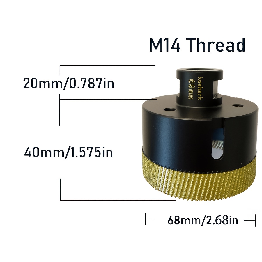 Koshark Diamond Drilling Core Bits For Tiles, Marble, Ceramic, Granite, Brick, Concrete, Quartz And Porcelain Dry/wet Use, M14 Thread