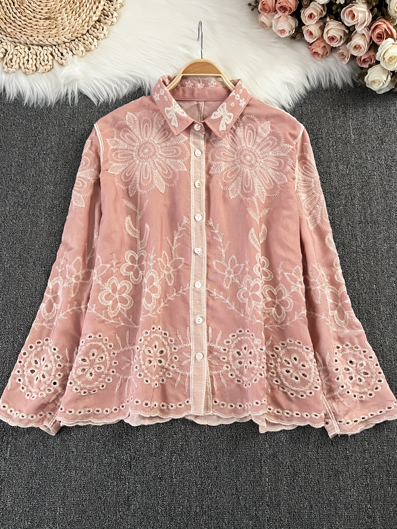 Lady Embroidered T-shirts Tops Blouse Vintage Chinese Cotton