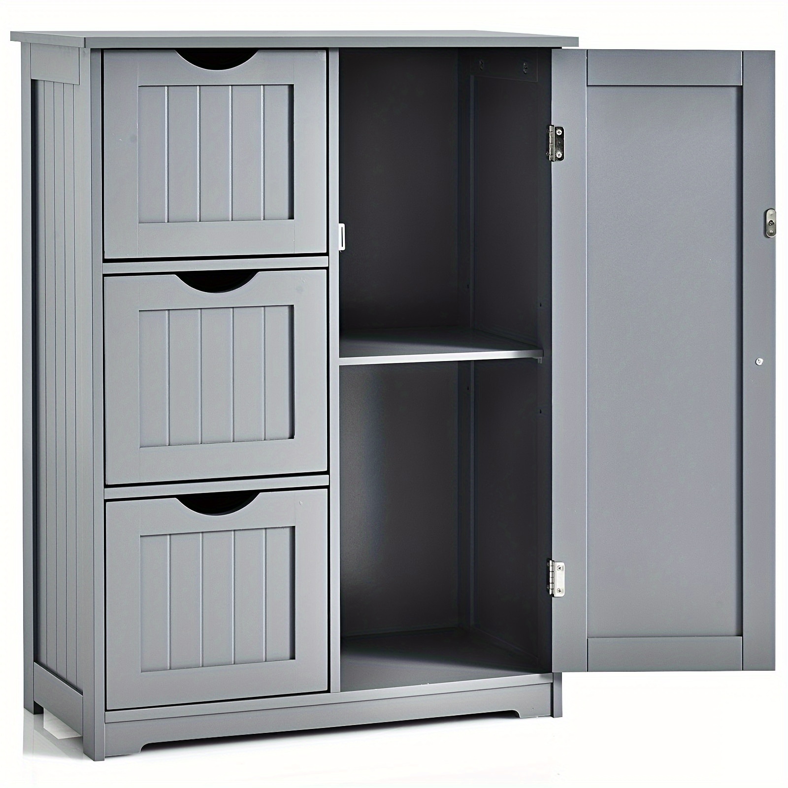 

Giantex Floor Cabinet, Storage Cabinet W/3 Drawers & 1 Cupboard, Great For Bathroom, Living Room, Dining Room, Grey
