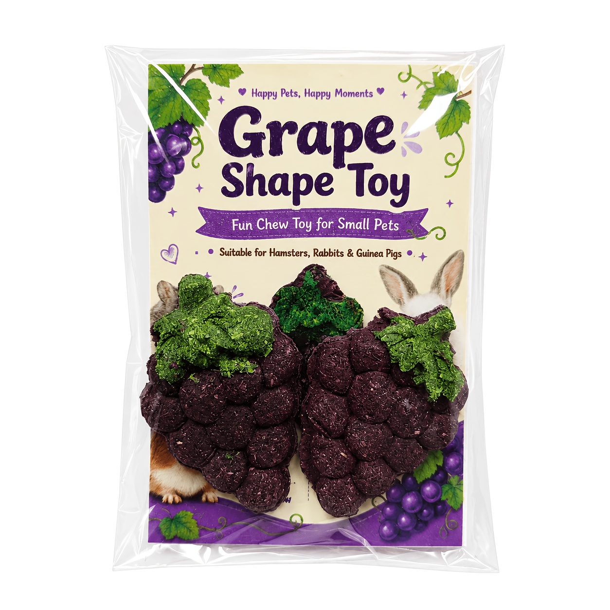 TEMU 2pcs Small Pet Chewable Grapes, Grape Shaped, Suitable For Hamsters, Hedgehogs, Rabbits, And Other Small Pets