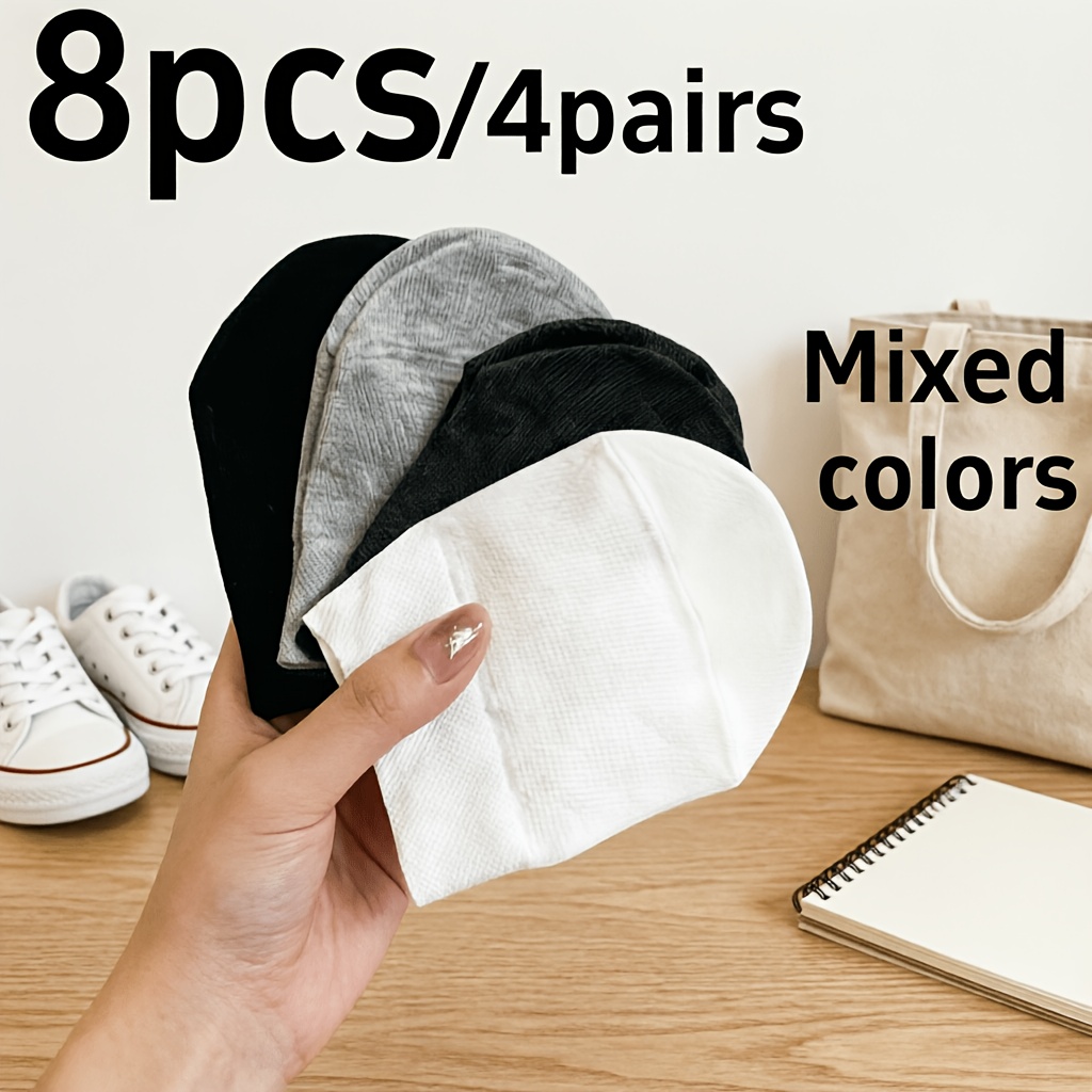 TEMU 4 Pairs Random Women's No Show Half Toe Socks, Invisible Non-slip Liner Socks, Ultra Breathable Mesh Half Palm Socks For High Heels & Slippers,