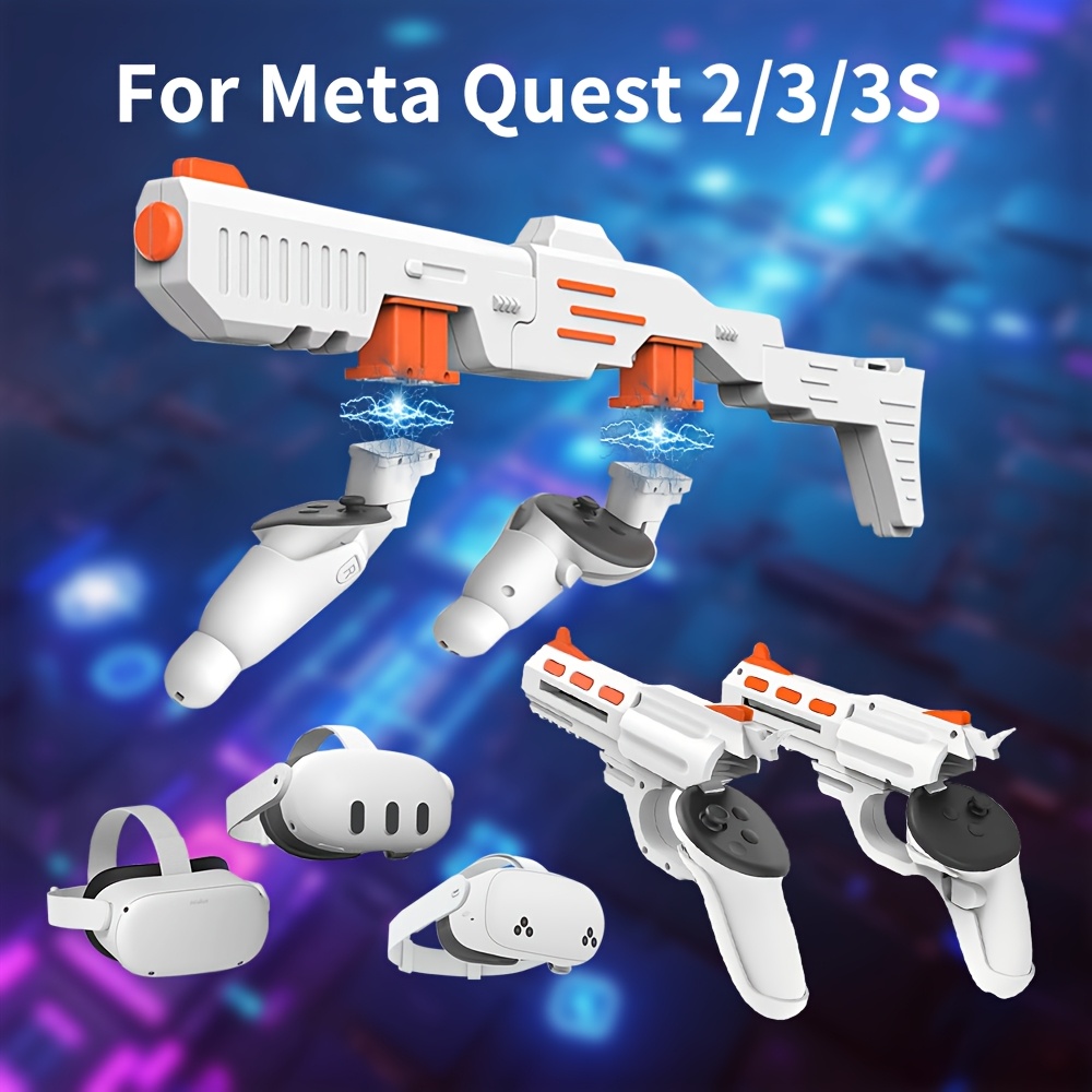 White-orange * long combo kit VR gamepad multiple accessories for Meta Quest 2/3/3S, compatible with Quest 3 weighted joystick holder VR access