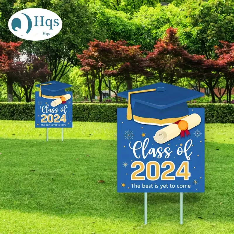 Class 2024 Sign Stakes Blue Graduation Season Signs Garden - Temu