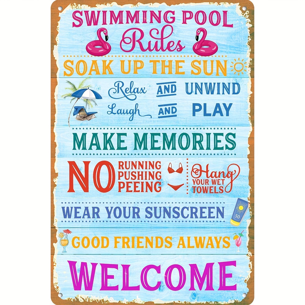 

Swimming Pool Rules Sign Pool House Decor Sign Funny Swimming Pool Area Metal Sign Outdoor Swimming Pool Decor Sign 8x12 Inch