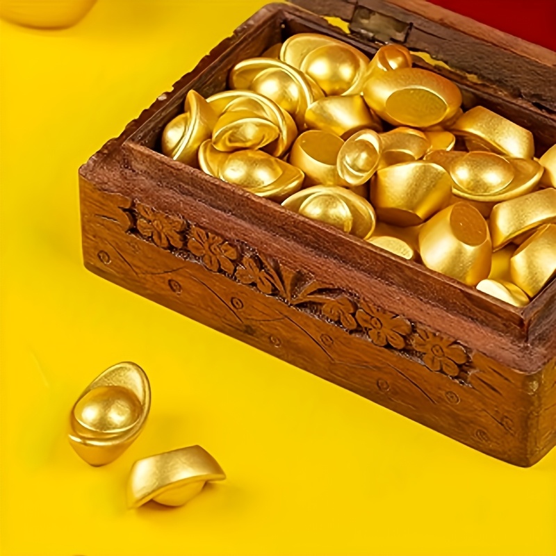 

30pcs Sand Golden Alloy Golden , Mini , Good Luck Wealth Decor, Shui Ornament For Housewarming