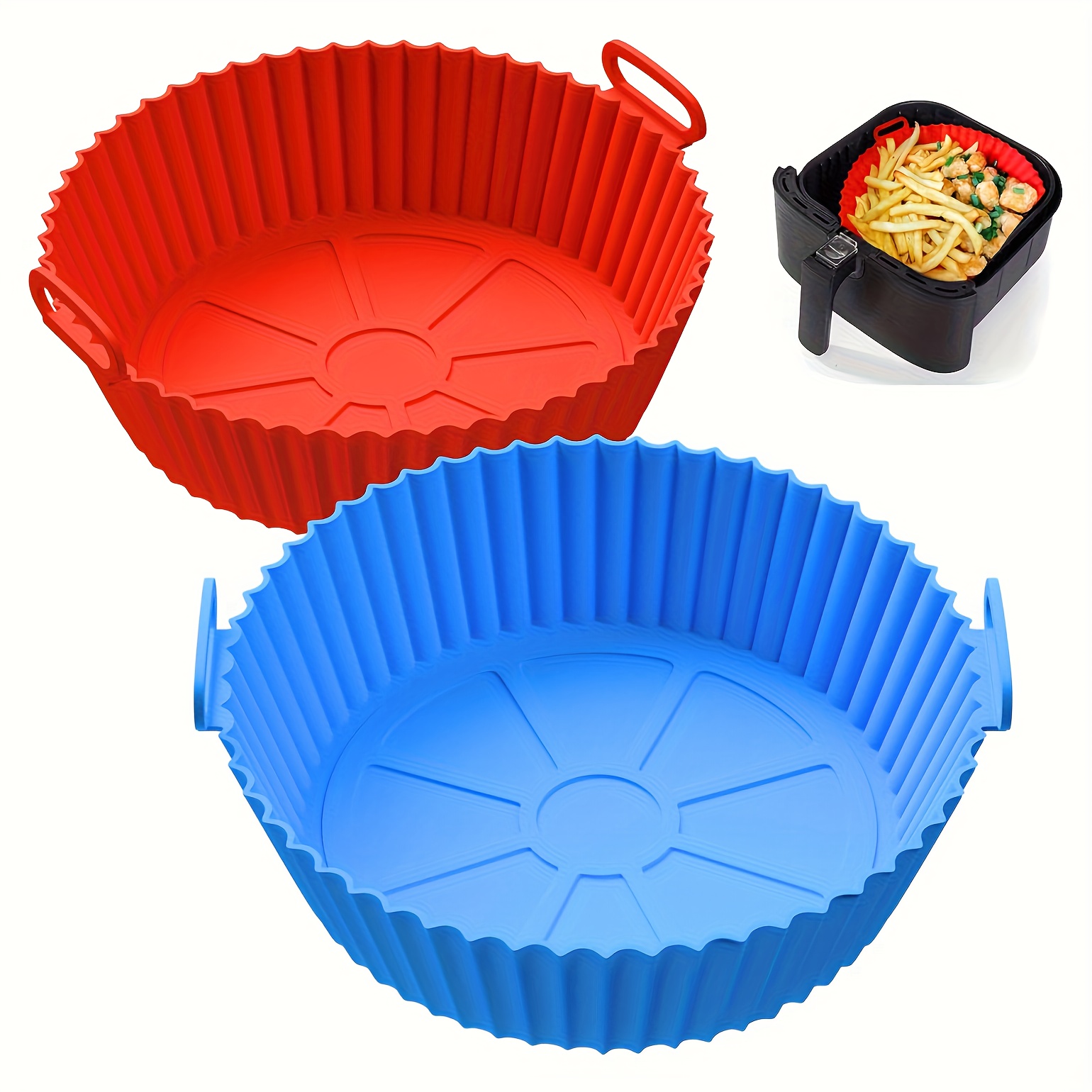 2pcs Air Fryer Silicone Liner, Functional Baking Tray Foldable Silicone Pad, , Kitchen Gadgets
