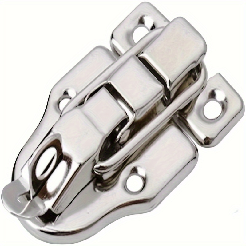 

6 Pieces Vintage Silver Style Box Latches With D-shape Levers And Keyhole For Jewelry Boxes, Cabinets, And Small Wooden Boxes - Polished Metal