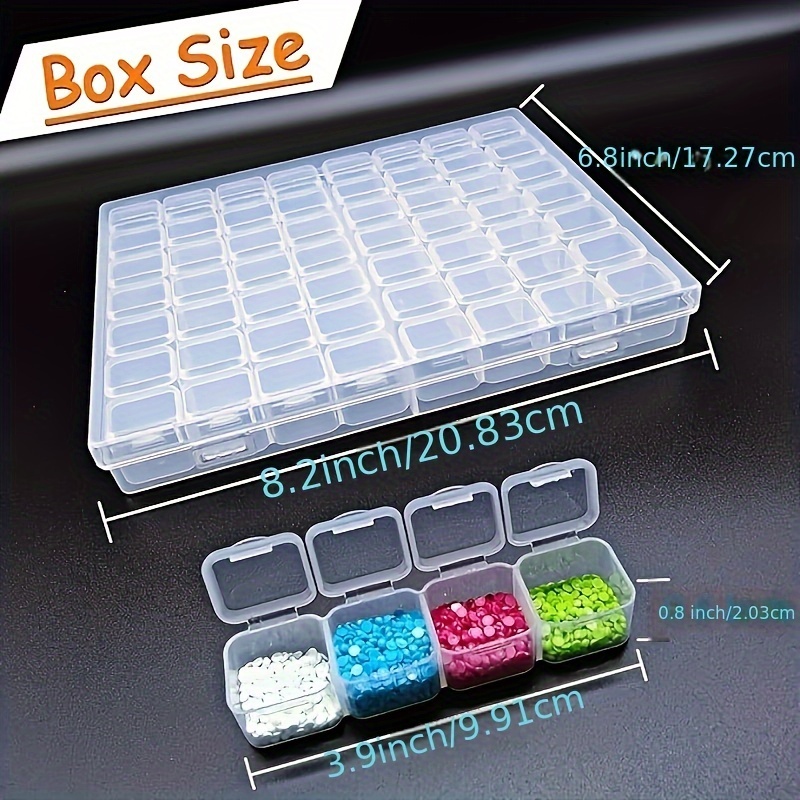 TEMU 56-compartment Diamond Painting & Bead Organizer - Transparent Plastic Storage Container With For Diy Crafts, Jewelry, And Rhinestone Art Supplies