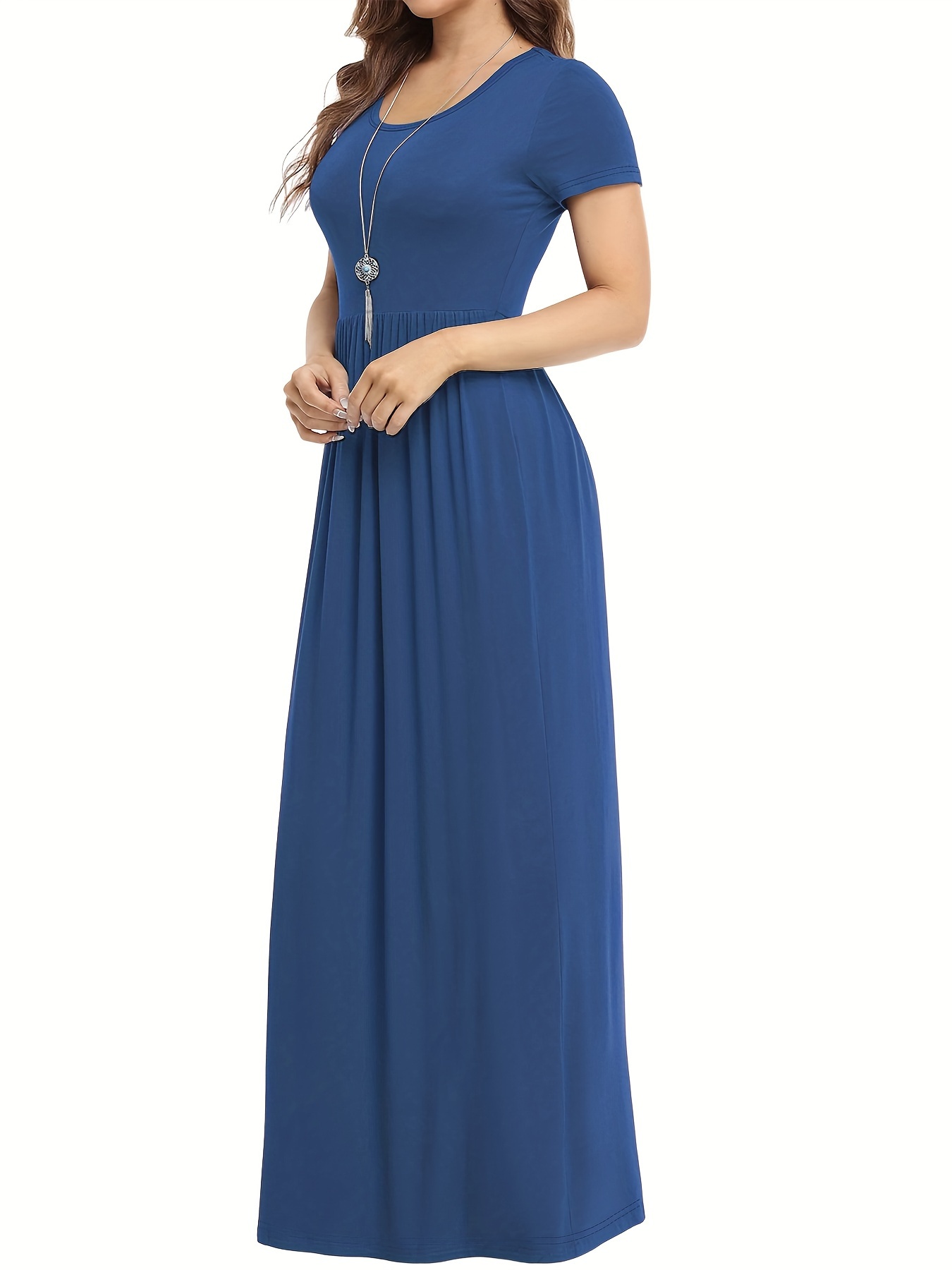 Abito Donna Lungo Manica Lunga - Sexy, Casual, Estate, Poliestere, Blu, Taglia L - Foto 3