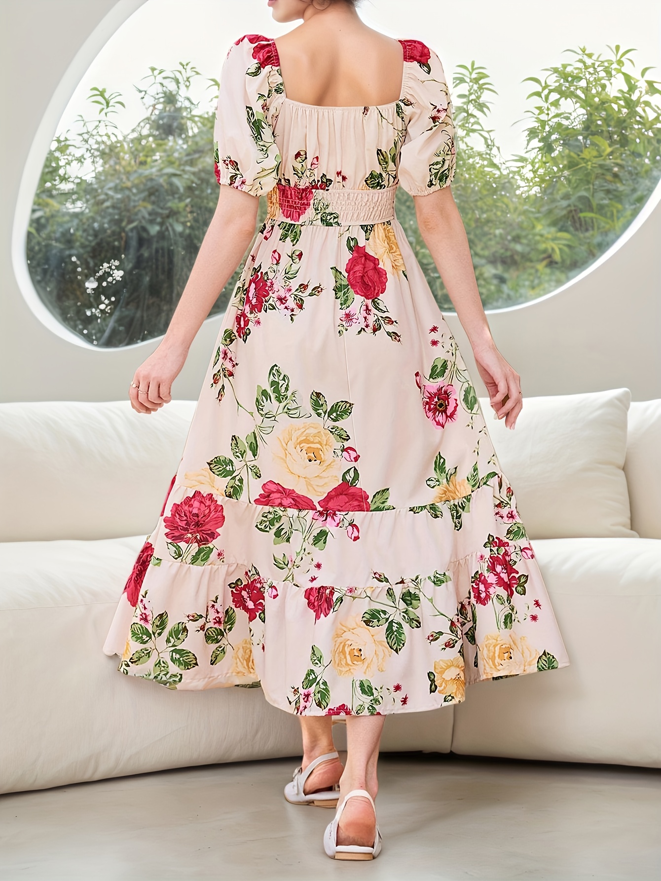 womens elegant summer floral print vintage inspired dress - Temu Oman