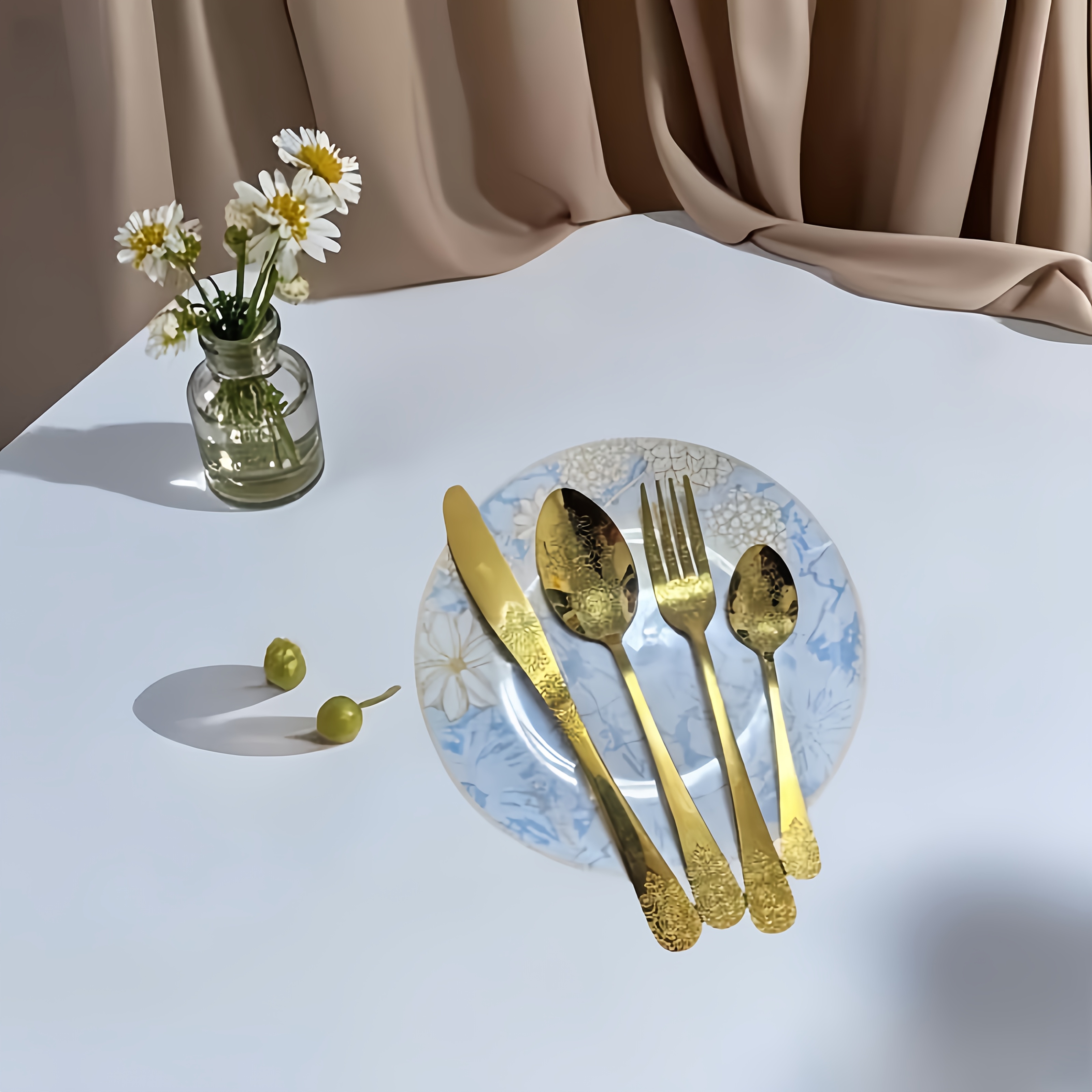 unique carved   tableware set stainless steel kitchen utensil set   steak knife and fork dishwasher safe wedding and housewarming gift set Product details 2