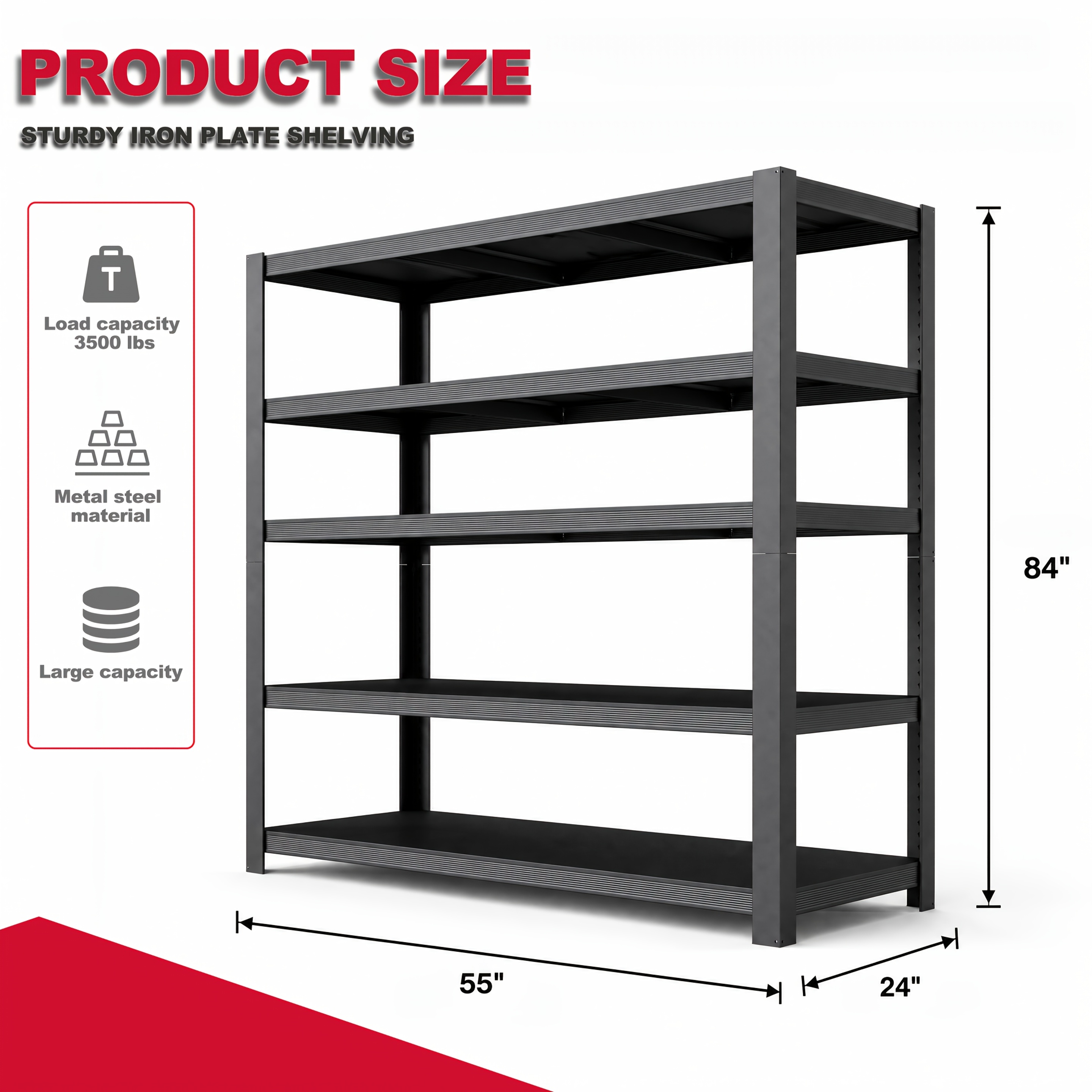 TEMU Heavy Duty Industrial 5-tier Shelving Unit Suitable For Garage, Workshop, Warehouse, Tool Room & Kitchen - Adjustable Freestanding Storage Rack