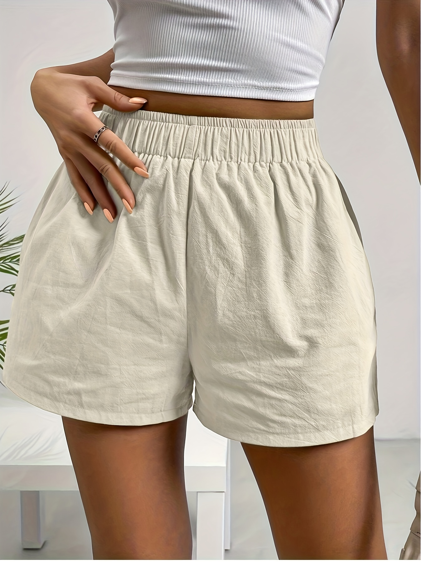 Aueoeo Comfy Shorts Women, Women's Summer Beach Shorts Cotton Line