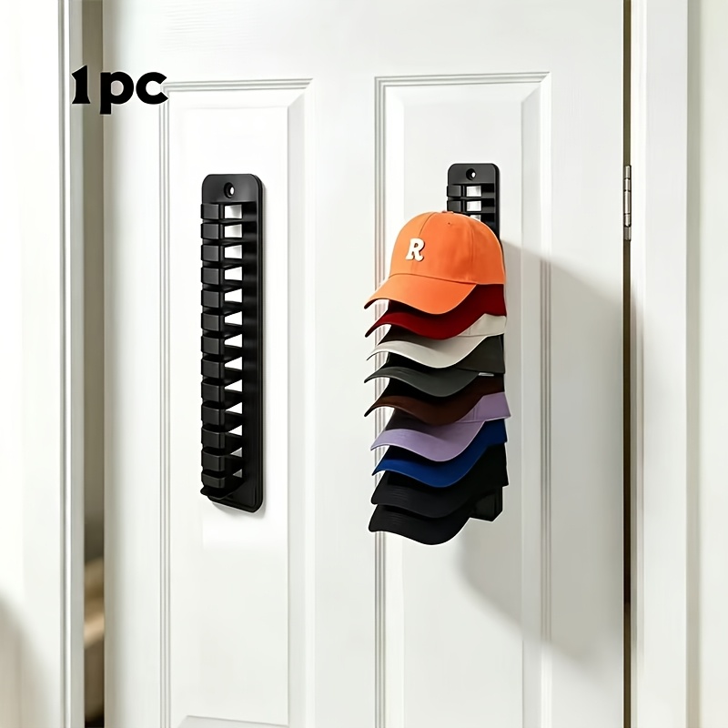 item picture wall mounted hat organizer holds 16 hats   no drill installation space saving design durable plastic portable hat rack brim protecting design suitable for wardrobe office dorm storage wall mounted hat hanger organizer