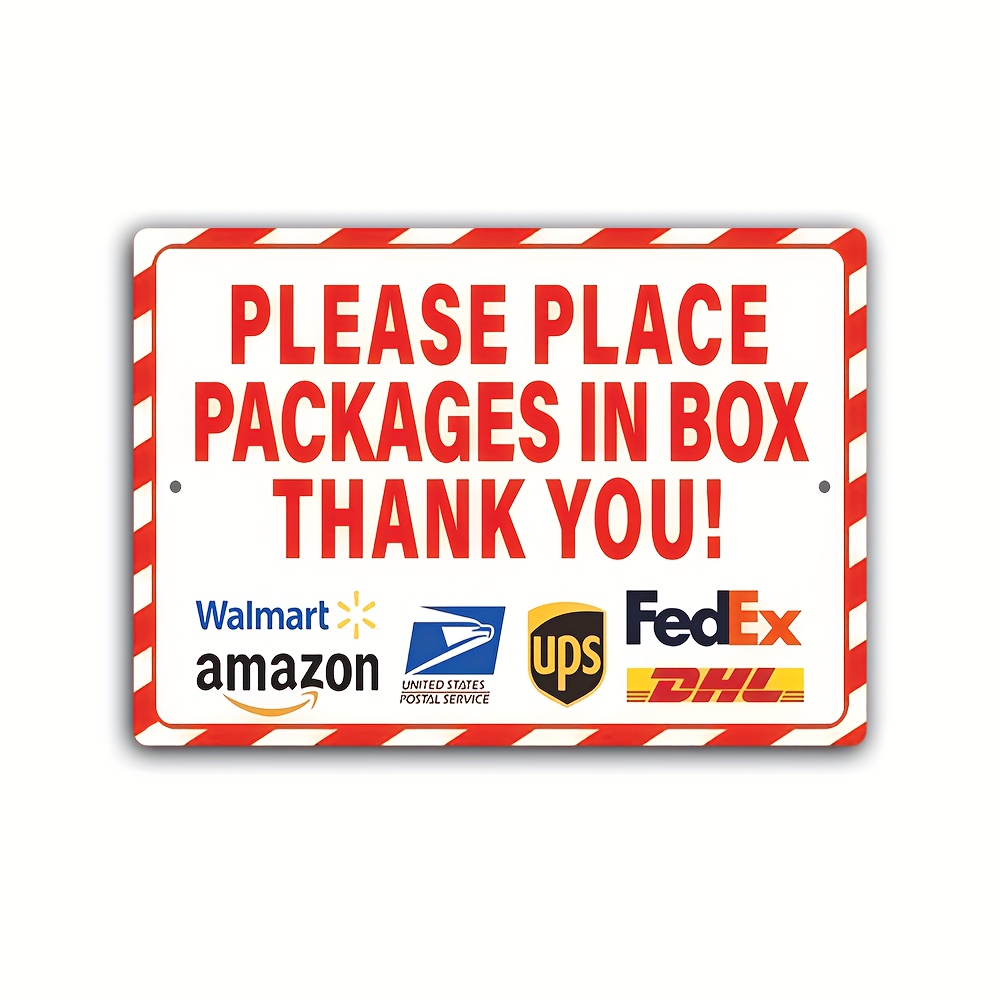 

Acrylic Delivery Package , "please Place Packages In Box Thank You" - Waterproof, Fade-resistant, Wall Mount For Residential, Commercial, And Retail Use