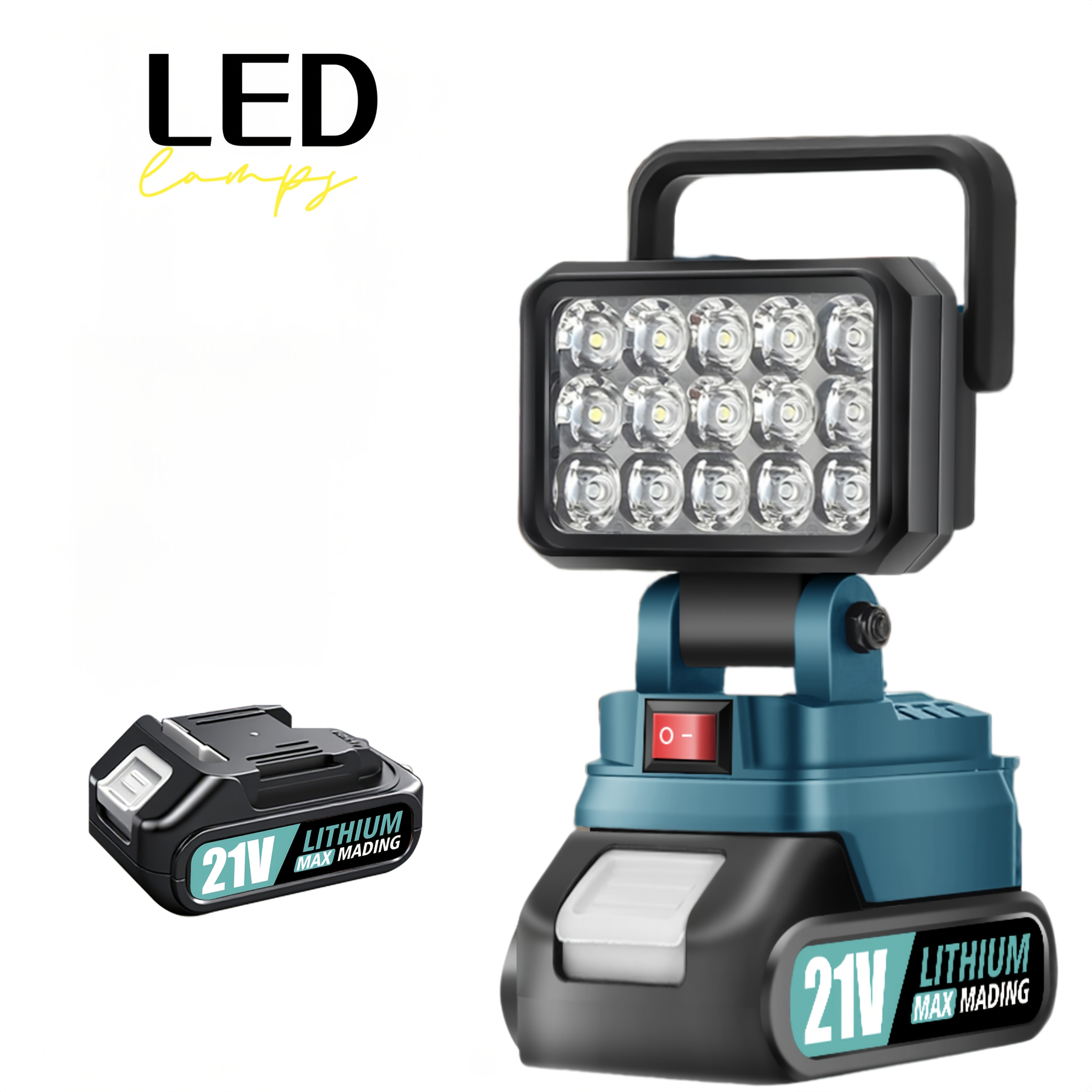 Suitable For Makita, 21v Portable Led Work Light With Adjustable Bracket Outdoor Flashlight Spotlight, Work Light, Site Lighting Workplace Lighting Outdoor Portable Design Camping Car With 1 Battery