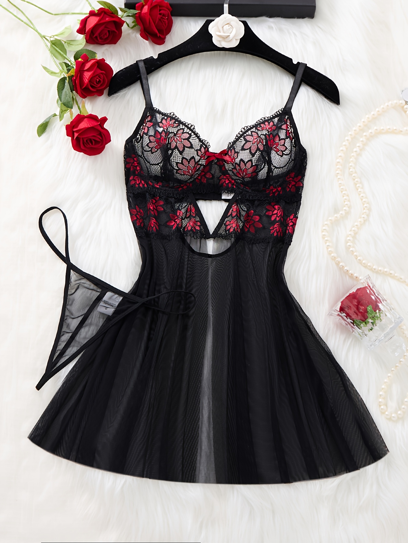 black and red lingerie dress Red Metallic Devil Lingerie Dress – YOMORIO main image 1