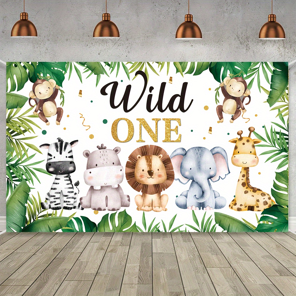 

1pc, Jungle Animal Birthday Party Photography Background, Cartoon Animal Baptism Cake Table Photo Banner, Indoor And Outdoor Birthday Banner, Party Banner Photo Booth Background.