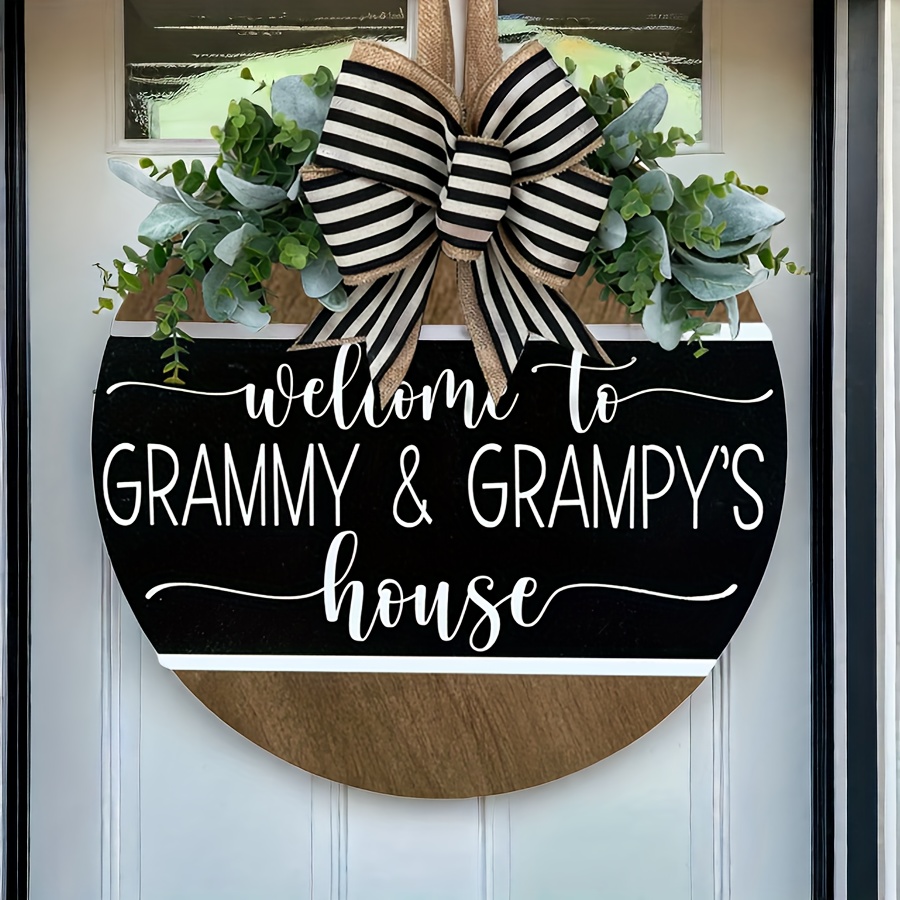 

1pc, Personalized Name Front Door Decor, Custom Front Door Wreath, Welcome To Grandma And Grandpa's House, Front Door Sign | Door Wreath, Grandparents Gift