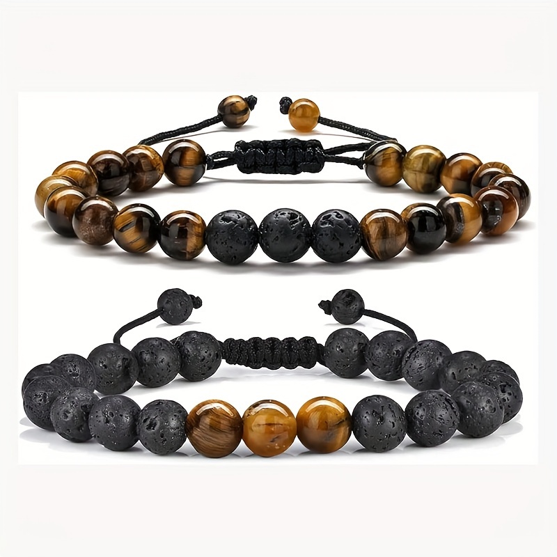 

2pcs Men' Bracelet - 8mm Eye | | Bracelet Men Teen Boys