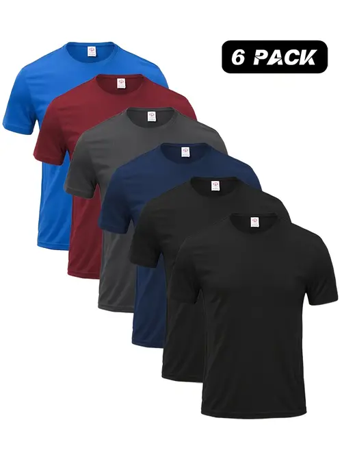 mens t shorts 6 pack summer lightweight quick dry athletic shirts outdoor sun protection mesh breathable crewneck workout t shirts