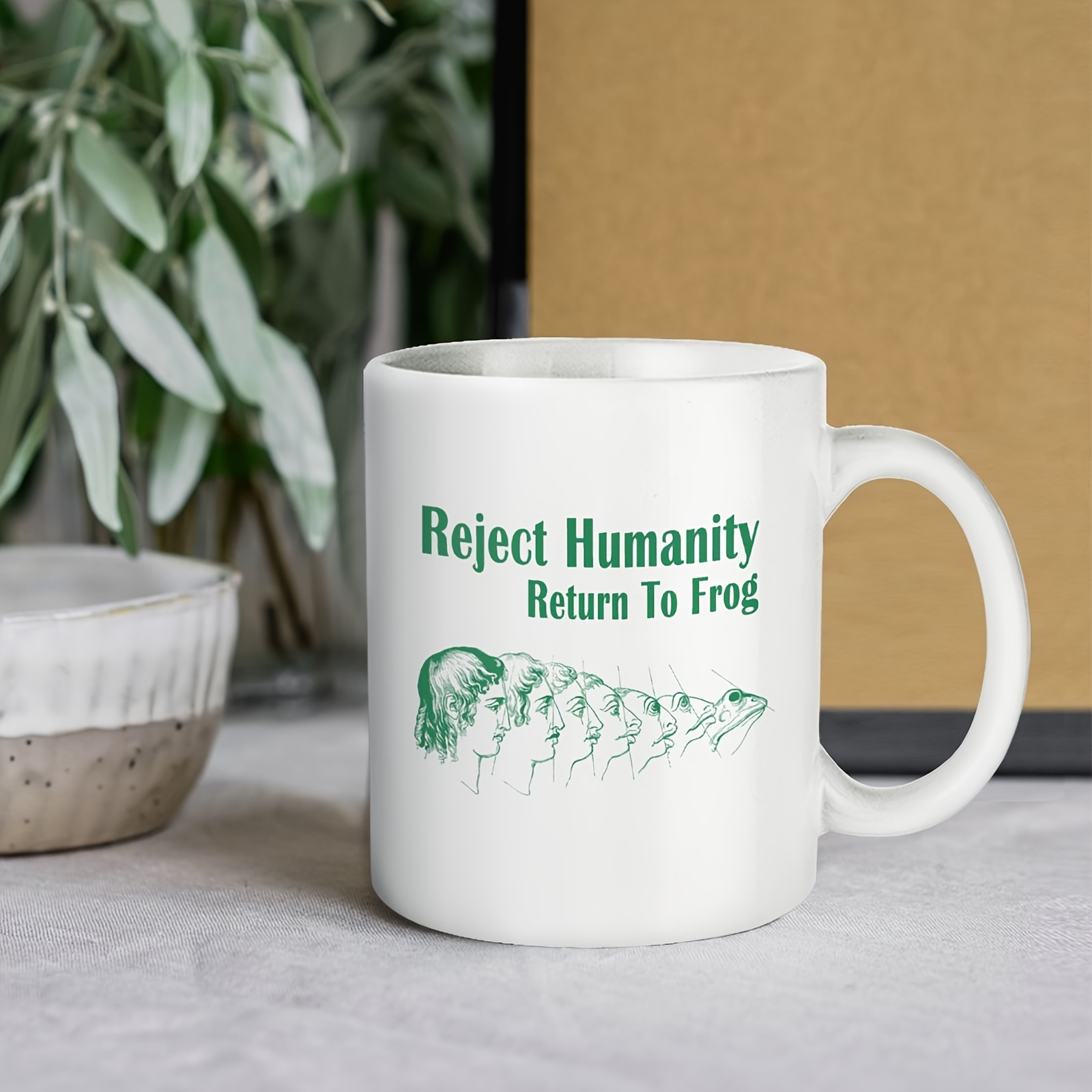 Funny Frog Coffee Mug Reject Humanity Return Frog Ceramic - Temu