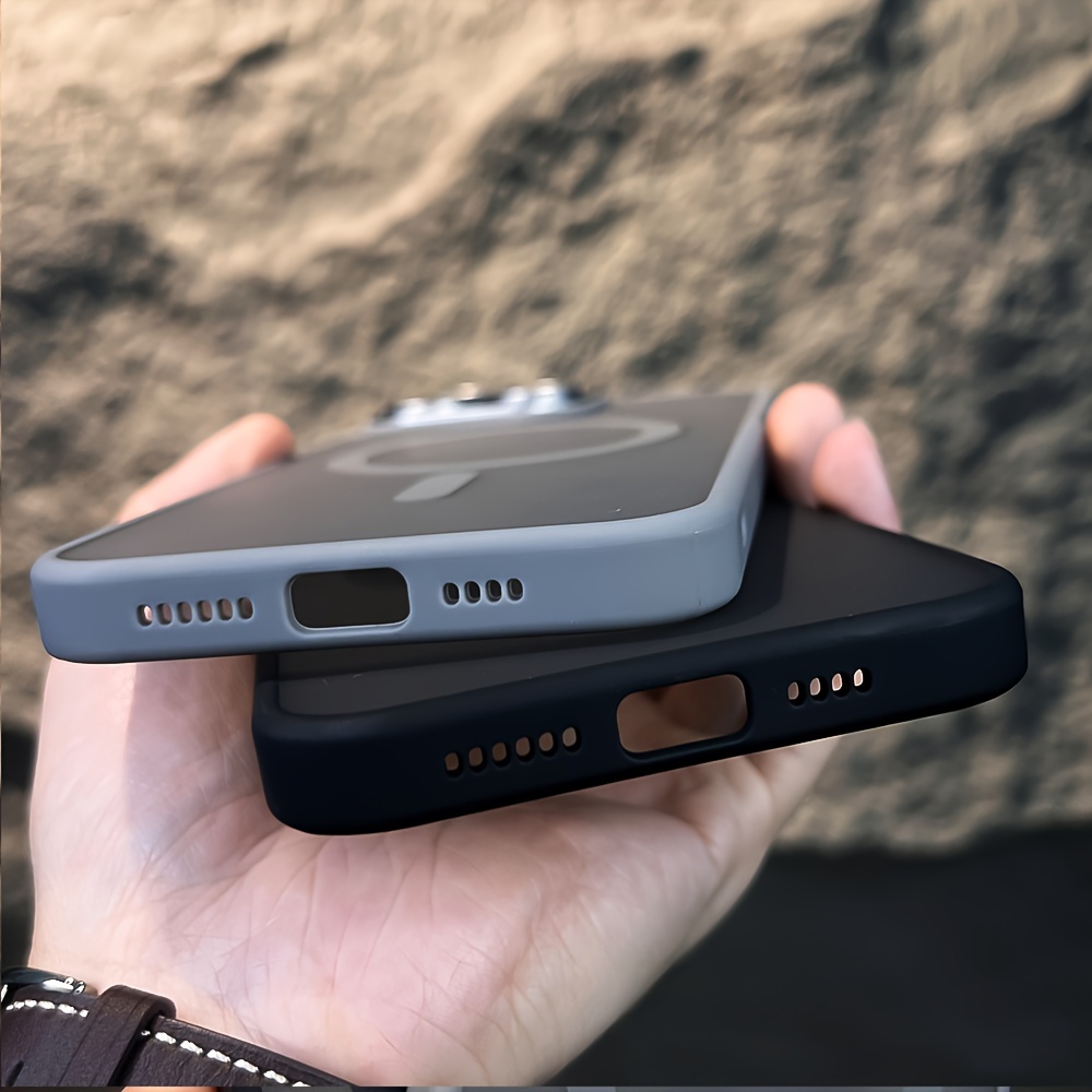 luxury matte transparent magnetic wireless charging case for iphone 15 14 13 12 11 pro max plus with lens protector soft bumper shockproof   hard acrylic back cover details 2