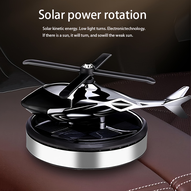 solar powered helicopter air freshener creative aviation aluminum alloy aromatherapy diffuser with paper scented tablets long lasting fragrance rotating design car decoration silvery without battery 0