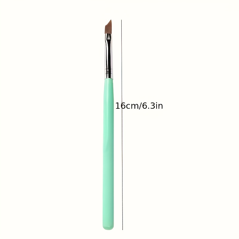 TEMU 1pc French Tip Nail Brush - Half Moon Shape, With Green Handle Gel Painting Pen, Suitable For Nail Design
