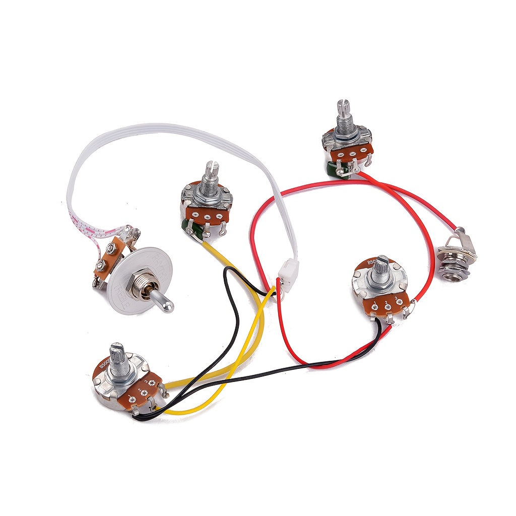 1pc Guitar Volume & Tone Control Switch Cap, 2V2T Long Post Black/Golden/Chrome Pad Wiring Harness Kit, Suitable for GS Guitars, Guitar Electronics, Sleek Metallic Finish, Durable Construction, Precision Engineering, Tone Control, Professional Look, Highquality Components, Tone Control Knob, Music Professionals