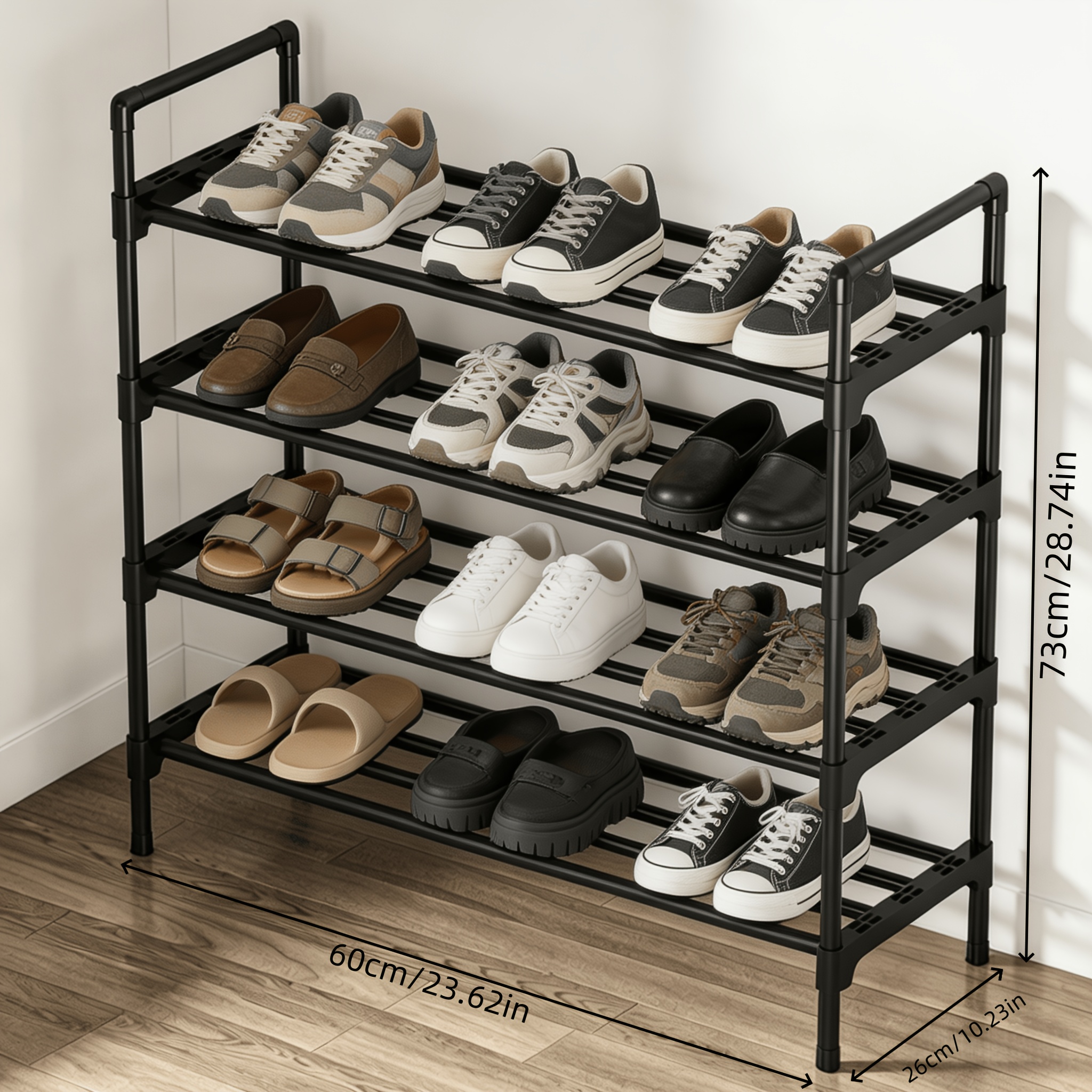 TEMU 1 pz Scarpiera da in tubo resistente da 60 cm, mobile contenitore per scarpe autoportante, base in metallo resistente e non deforme, scaffale