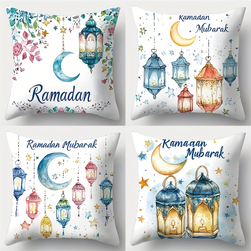 TEMU 4-pcs, Ramadan Pattern Soft Pillowcases, 17.72 X 17.72 Inches, Comfortable Matching, Practical And Beautiful, Unique And Exquisite Design,