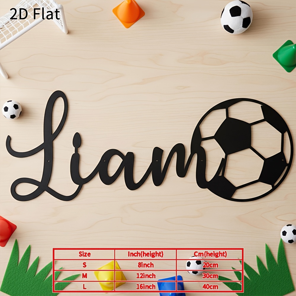 TEMU Customized Wrought Iron Football Themed Wall Decoration, Personalized Football Themed Wall Art, Black Name Tags Suitable For Boys' Bedrooms,