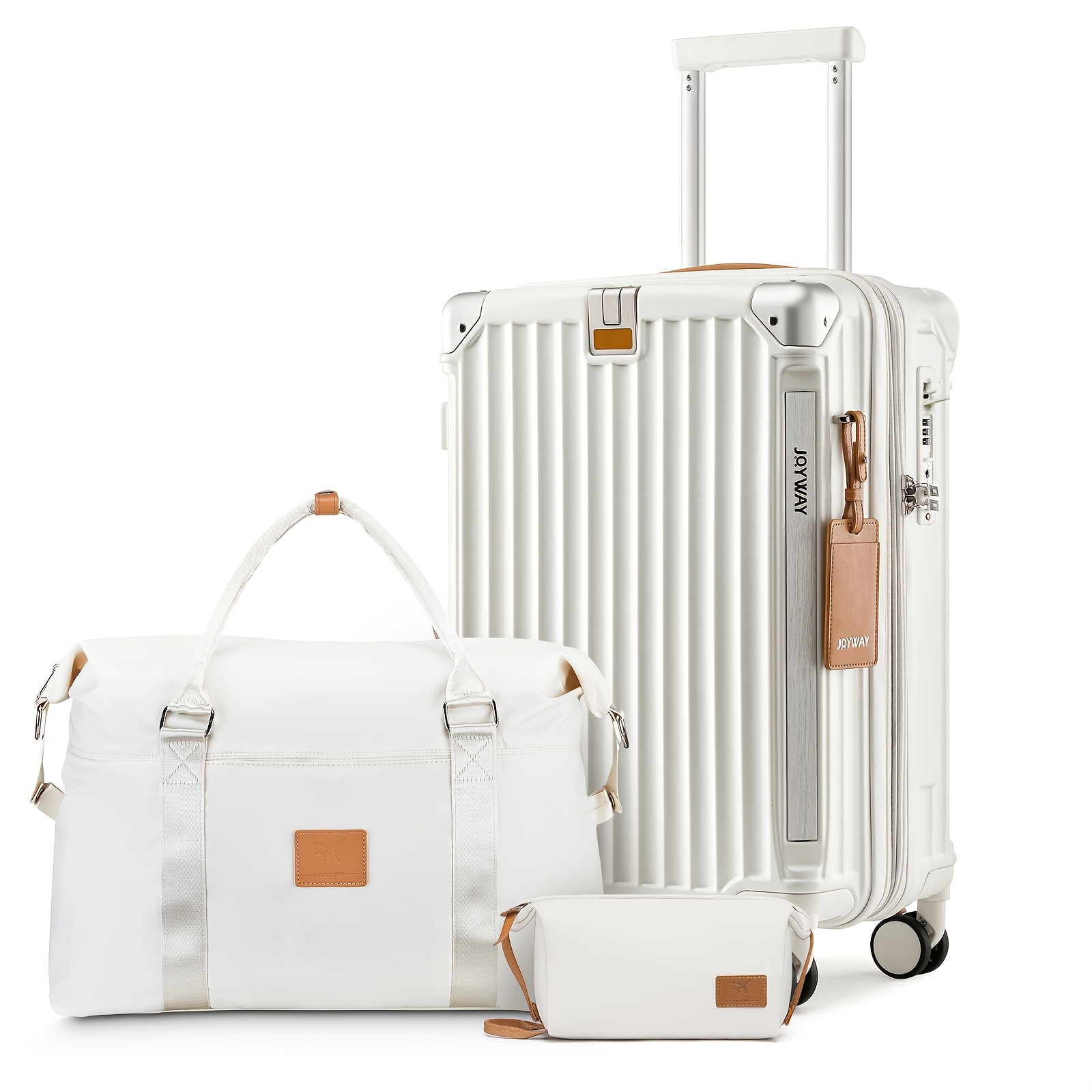 Image of Joyway 20-inch Carry-on Luggage Set (suitcase + Travel Bag + Toiletry Bag) Abs+pp Hard Shell 25% Expansion 360° Wheels With Cup Holder