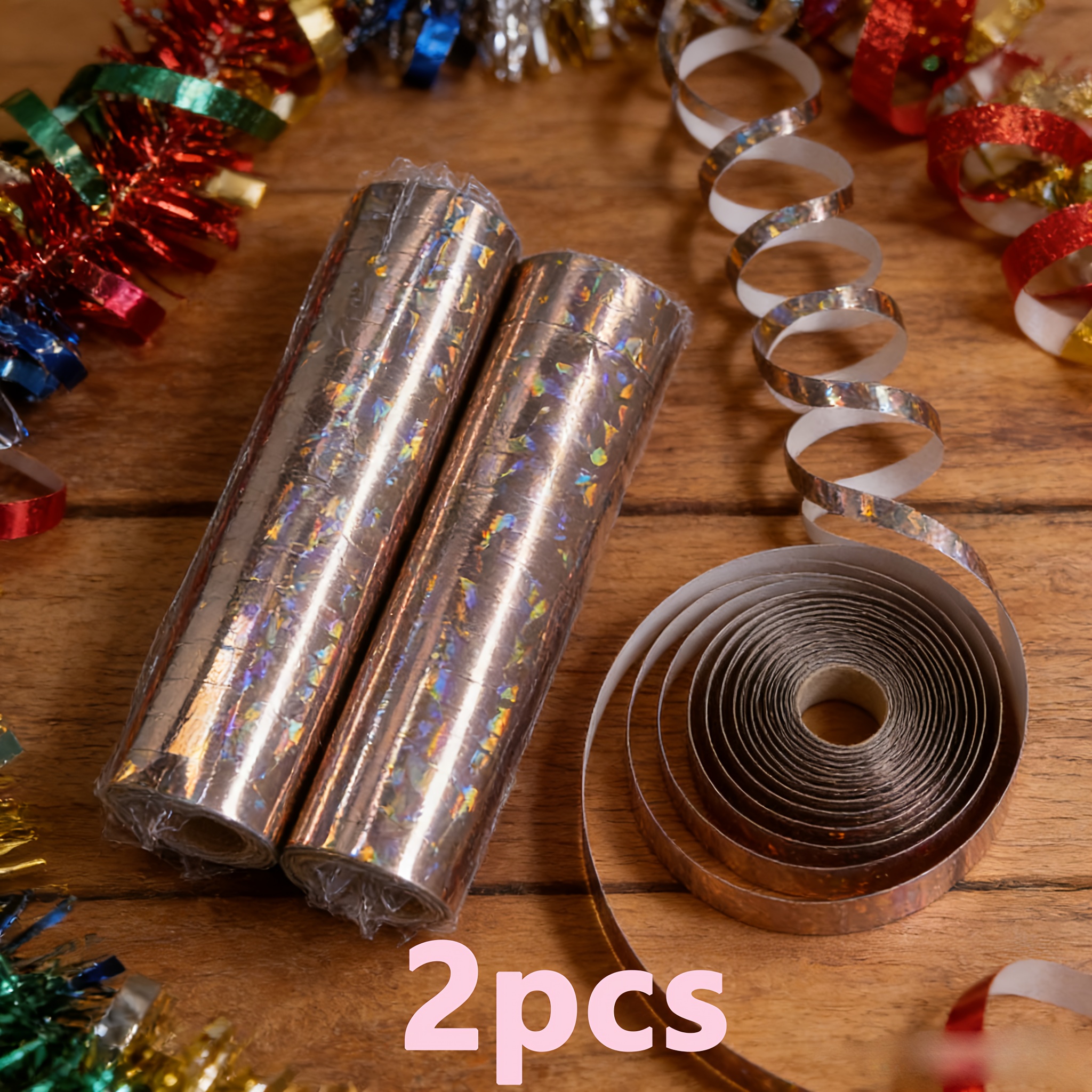 Image of 2 Roll Rose Party Farewell Paper | Perfect For Weddings, Birthdays, Graduations, And Occasions, Soft Pink Rose Golden Color, Paper Party Decorations