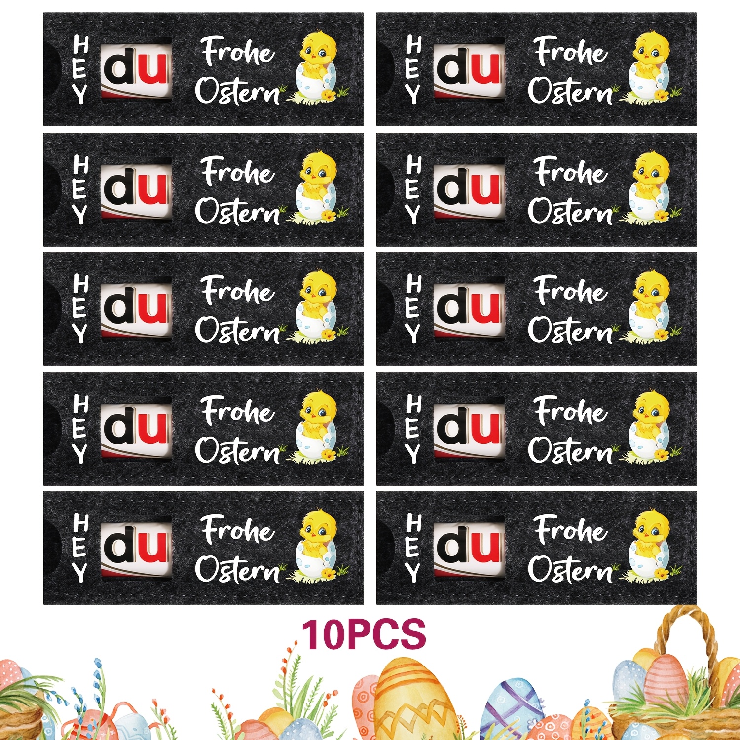10pcs Easter Felt Gift Bags – Easter Chocolate Packaging Bags, "" Themed Decorative Gifts, Gift Bags, Party Combination Sets (excluding Chocolate)