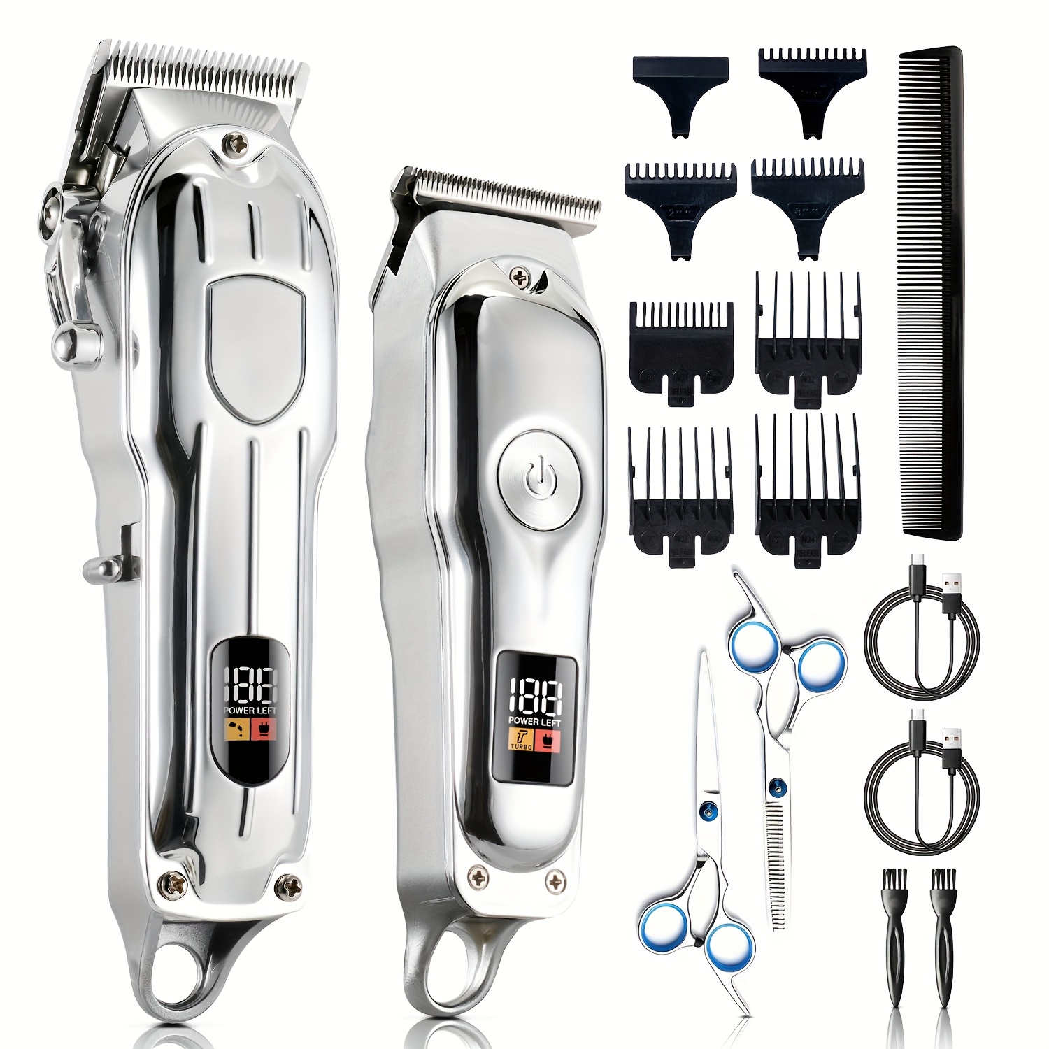 TEMU Mensure 2pcs Professional Hair Clippers Beard Trimmer And Type-c Fast Charging, Featuring Precise Grooming And Styling For Barbers And Home Use