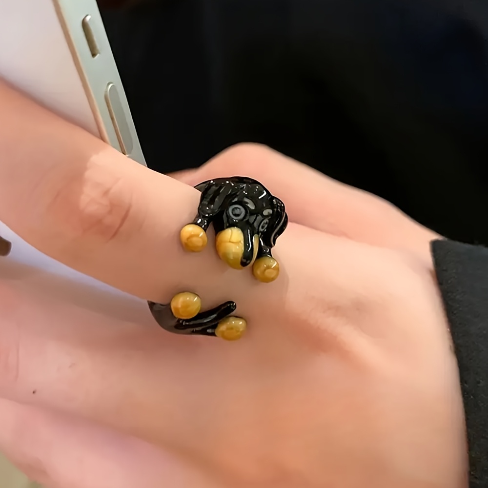 TEMU 1pc Dog-shaped Ring, Cute And Stylish Design Leads Trend, Versatile And , Suitable For Various Outfits